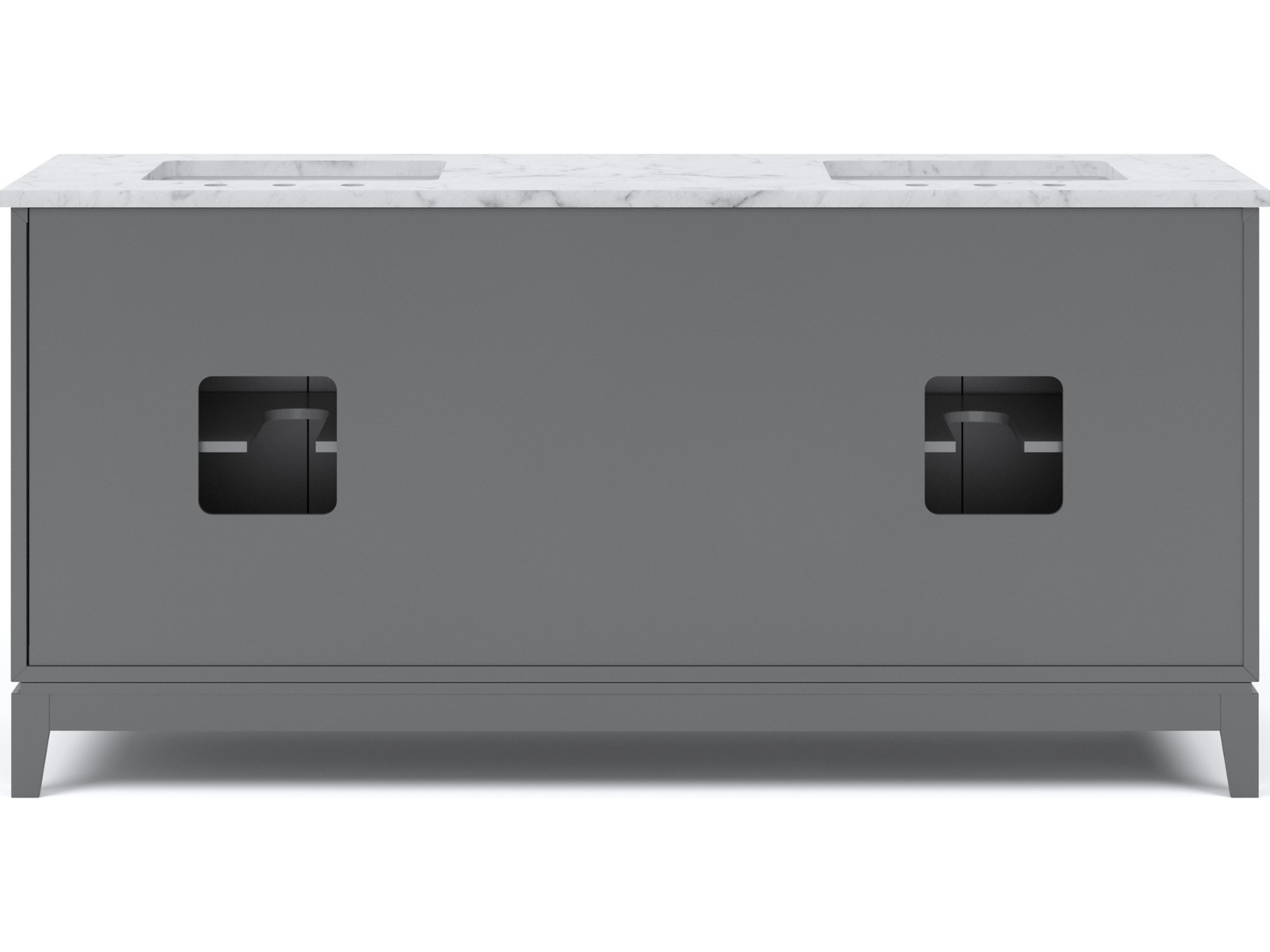 Water Creation Elizabeth Double Sink Carrara White Marble Countertop Bath Vanity In Cashmere Grey With Bronze Hardware and Oil Rubbed Bronze Classic Faucet