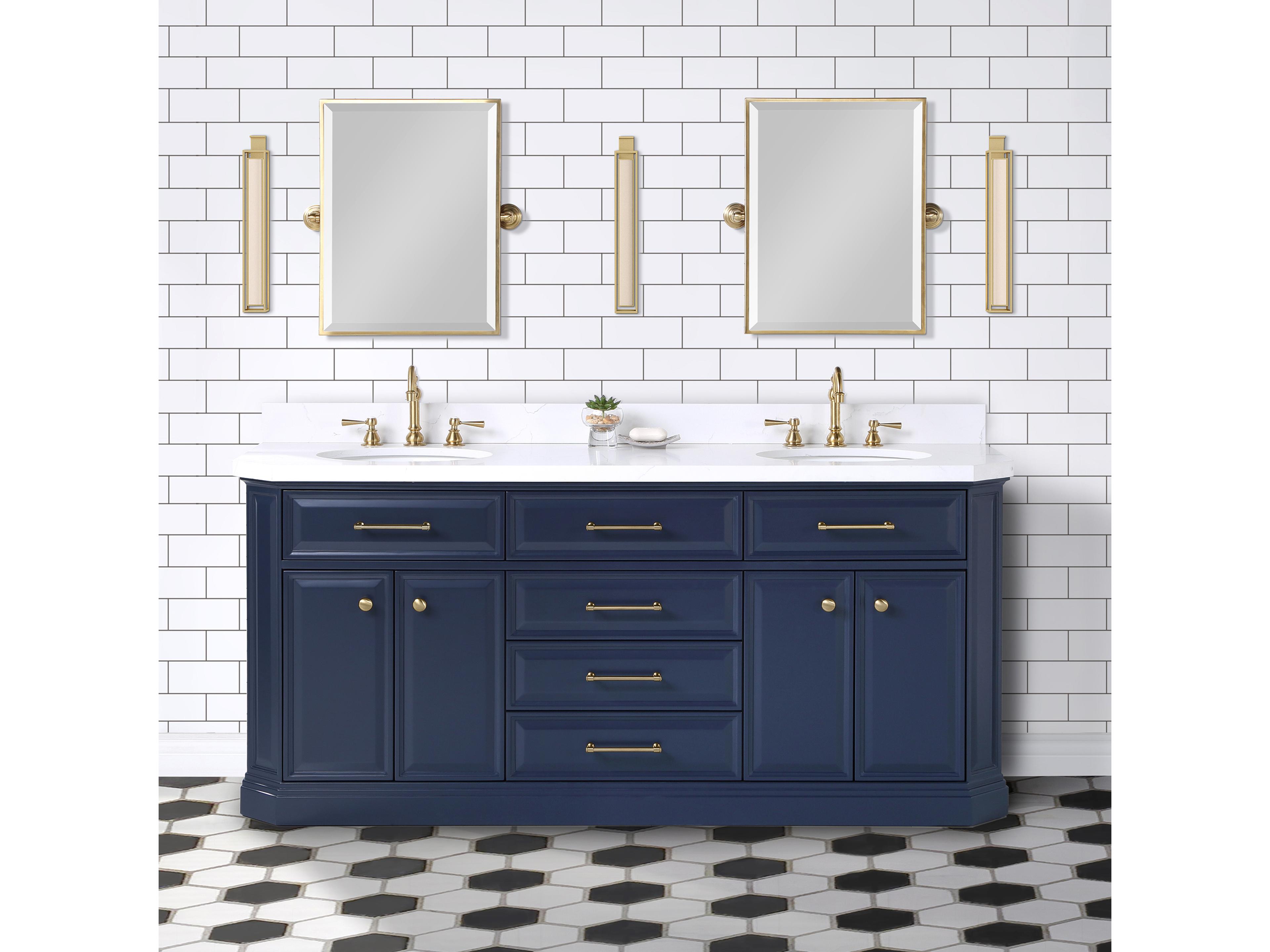 Water Creation Empire Satin Gold Wall Mirror Rectangular