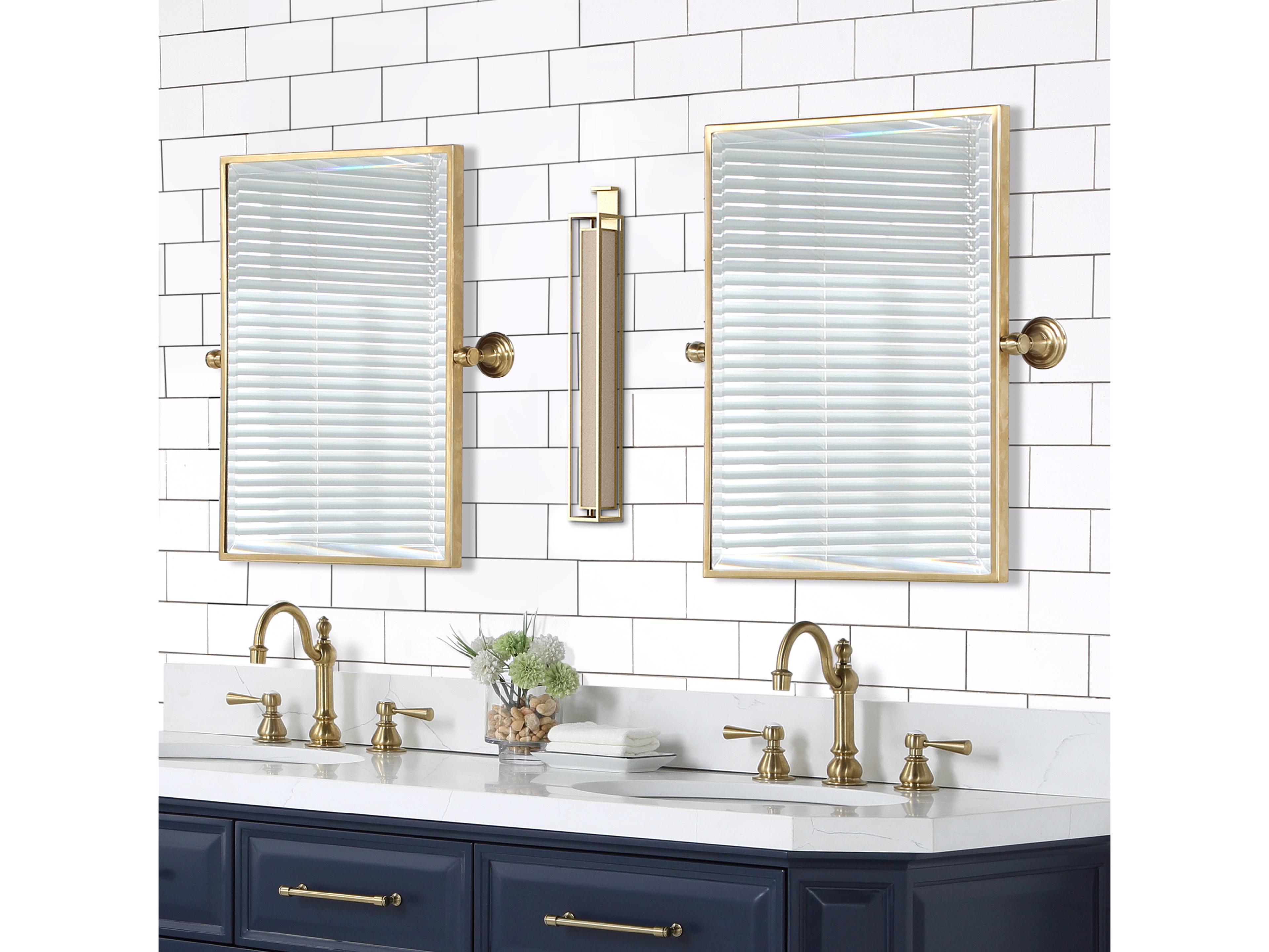 Water Creation Empire Satin Gold Wall Mirror Rectangular