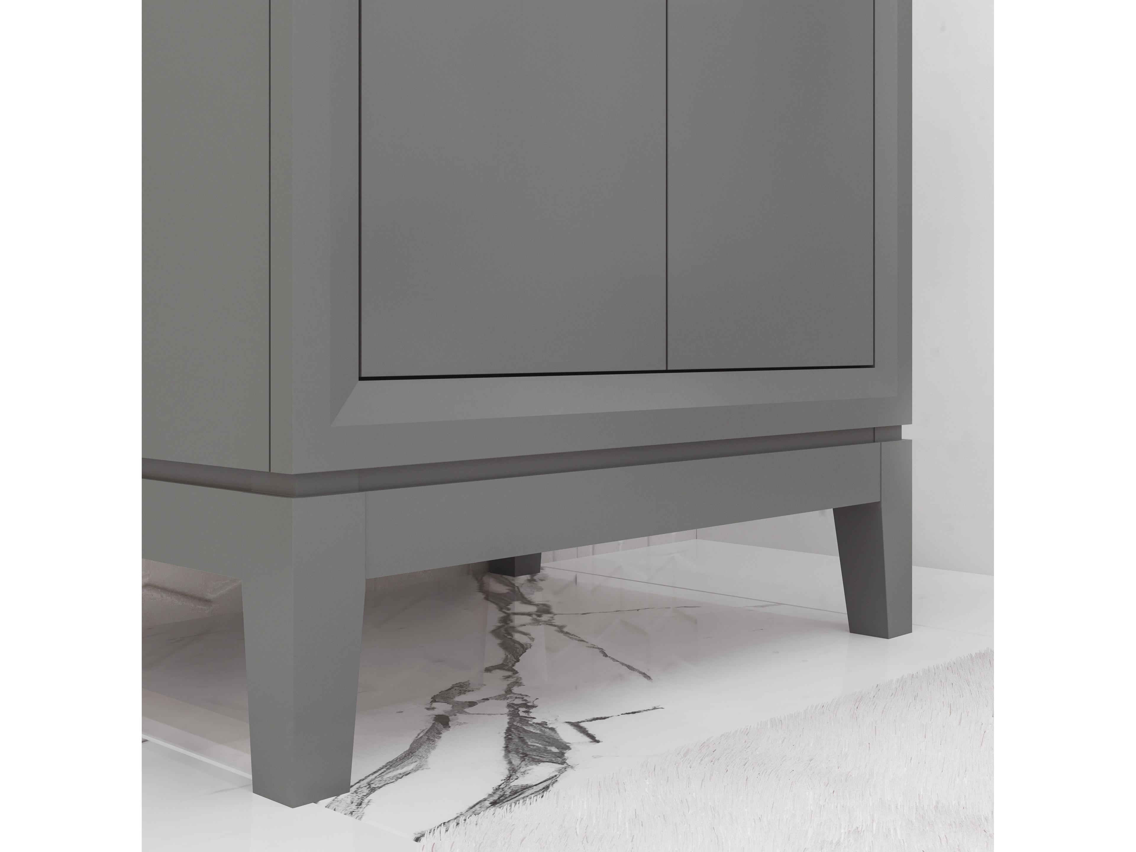 Water Creation Elise Ceramic Sink Top Vanity in Cashmere Grey with Single Faucet in Chrome Finish