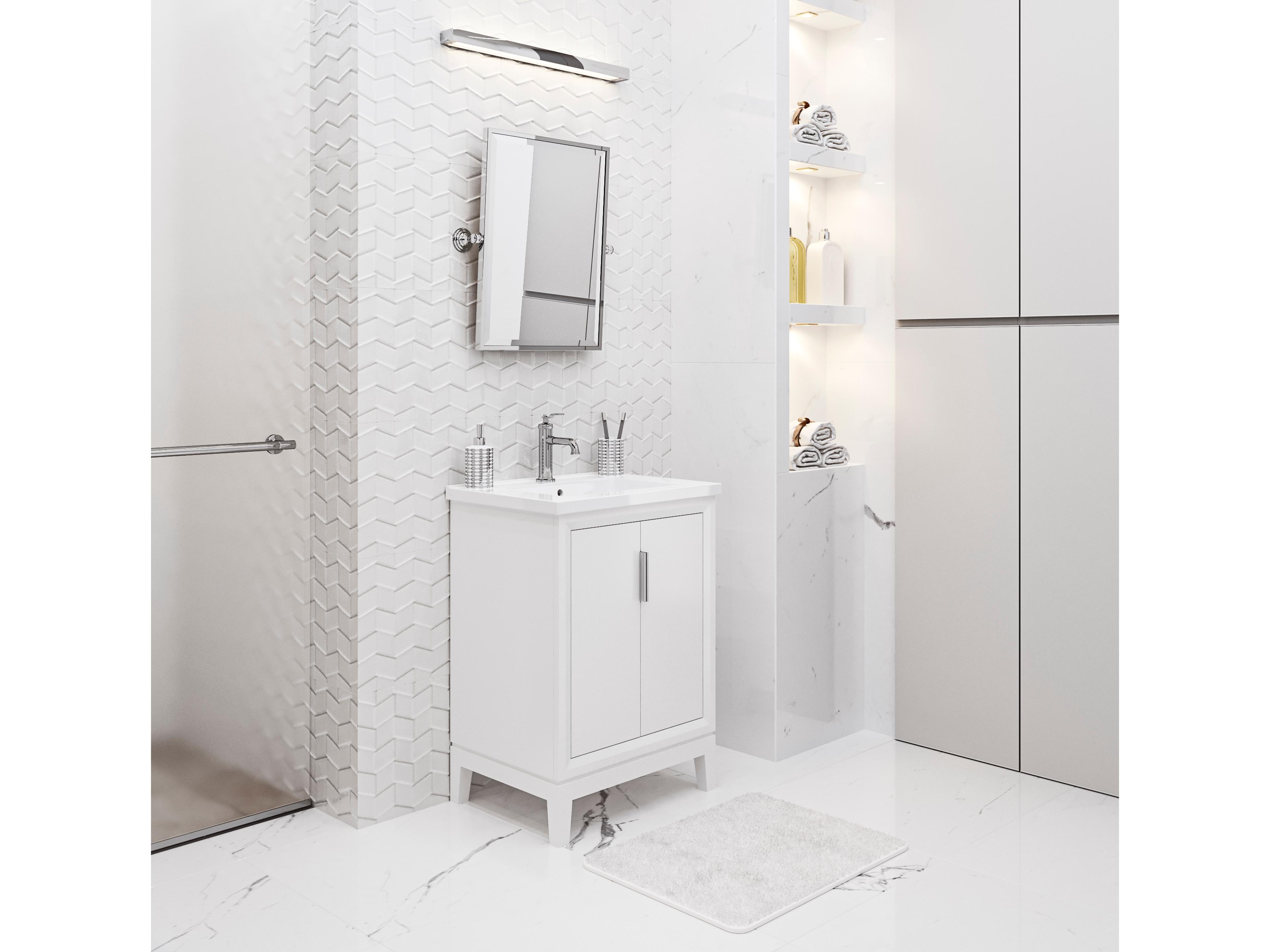 Water Creation Elise Ceramic Sink Top Vanity in Pure White