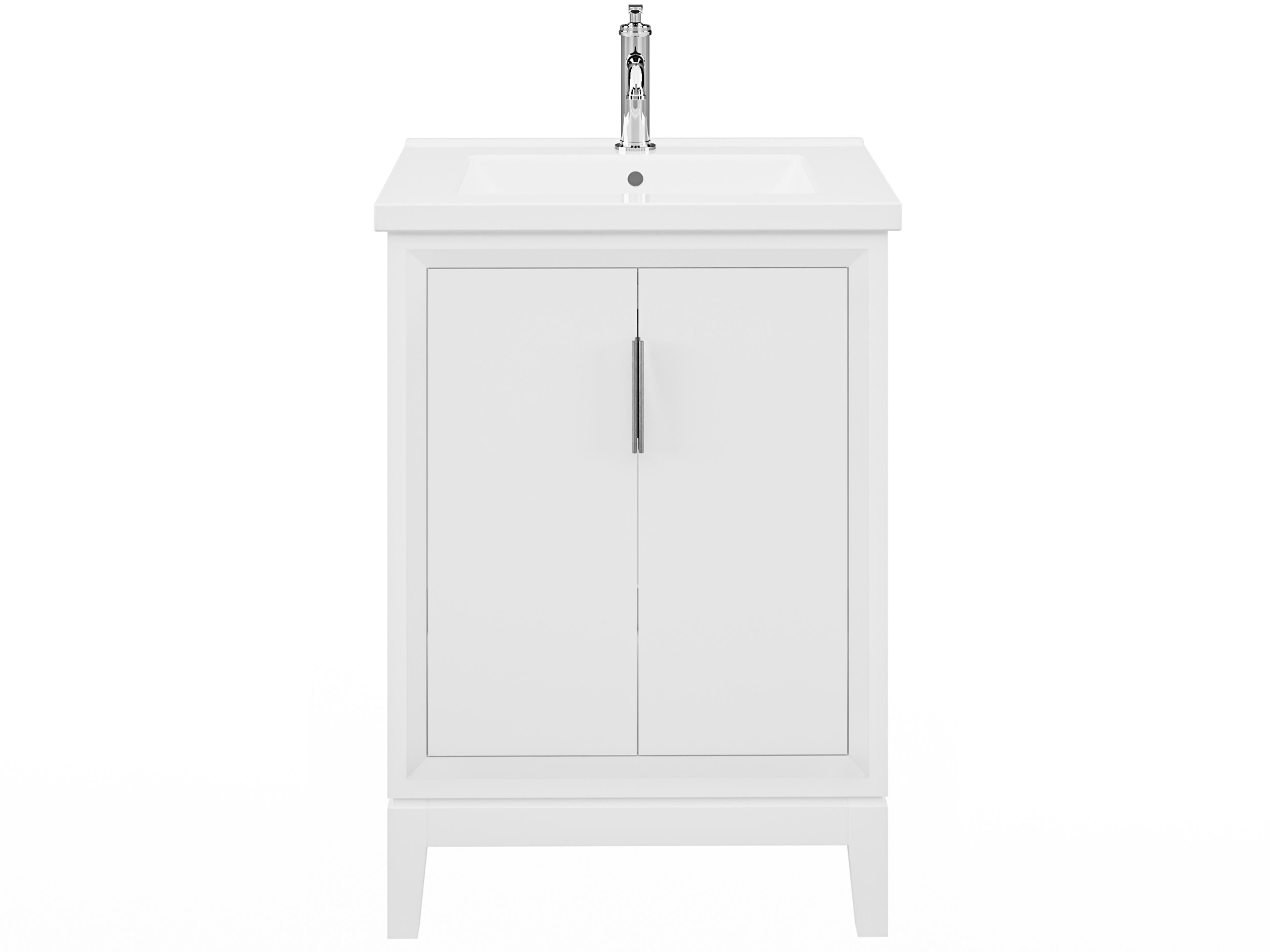 Elise Ceramic Sink Top Vanity in Pure White with Single Faucet in Chrome Finish