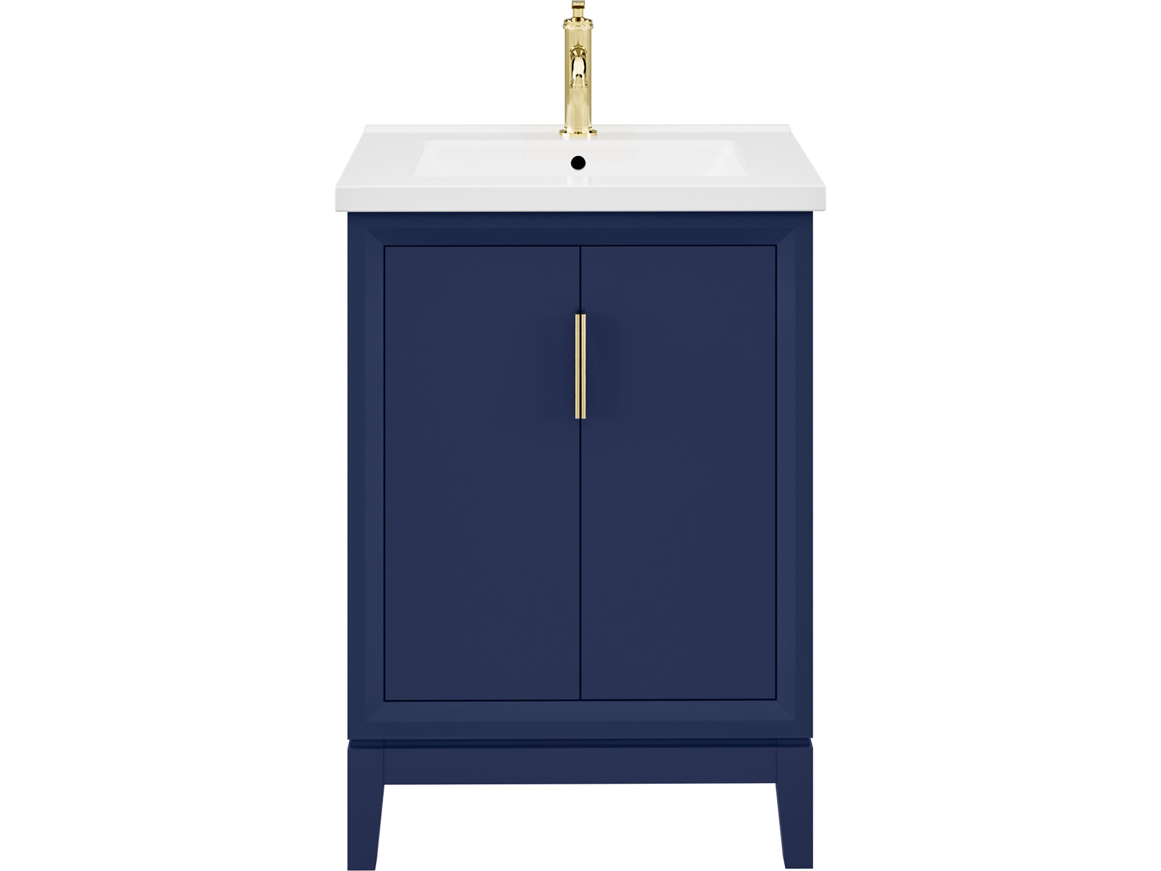 Water Creation Elise Ceramic Sink Top Vanity in Monarch Blue with Single Faucet in Satin Gold Finish