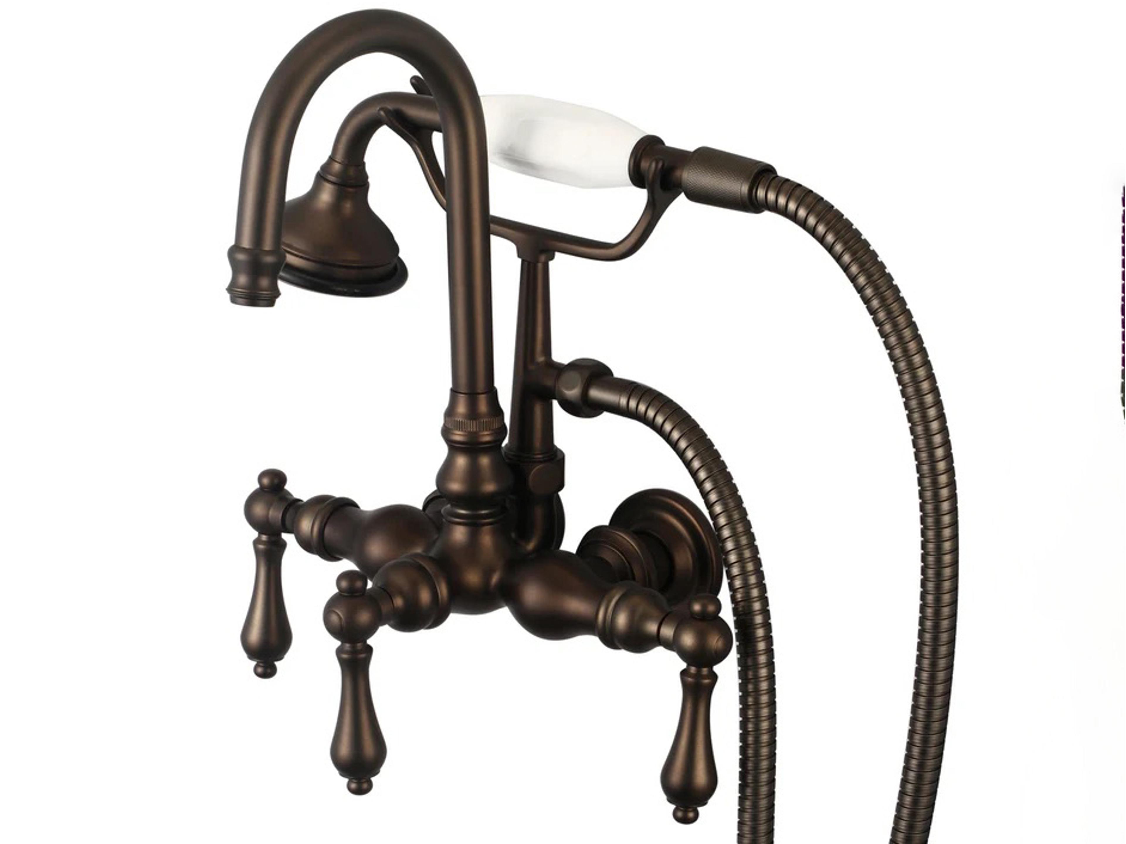 Evora 3-Handle Vintage Claw Foot Tub Faucet with Hand Shower and Lever Handles in Oil Rubbed Bronze