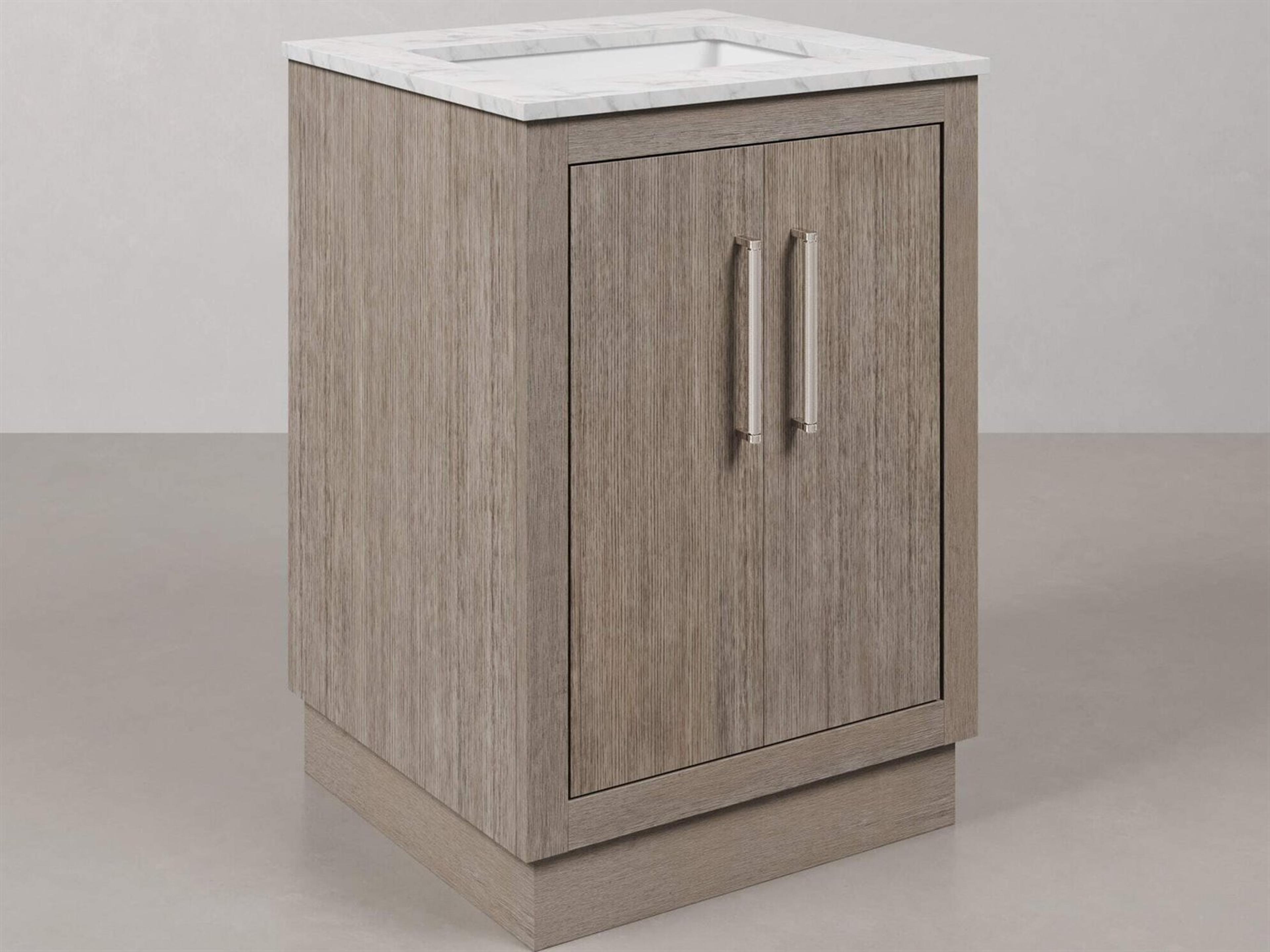 Water Creation Hugo Vanity in Grey Oak with Chrome Hardware and Rectangular Mirror (S)