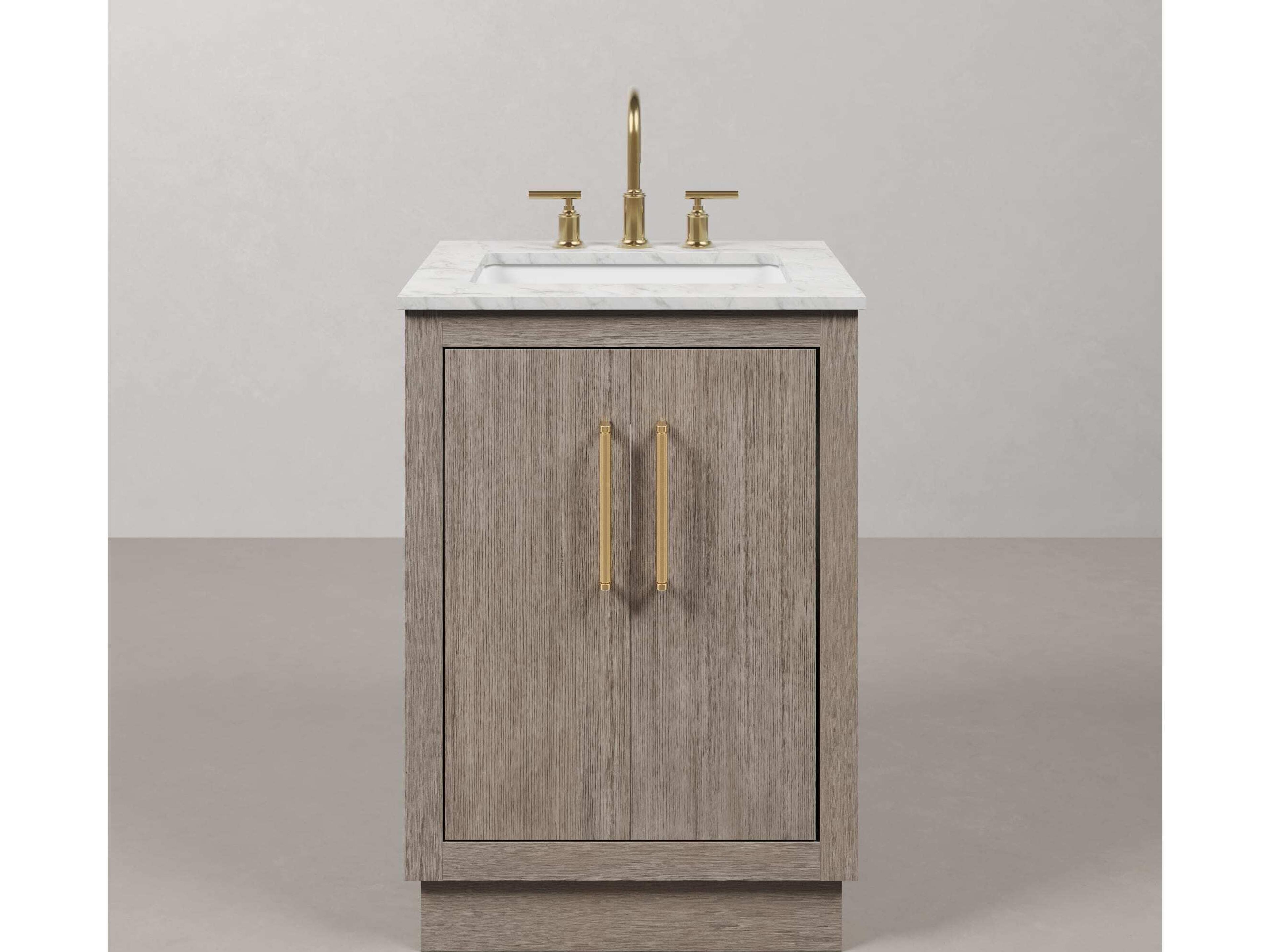 Water Creation Hugo Vanity in Grey Oak with Satin Gold Hardware