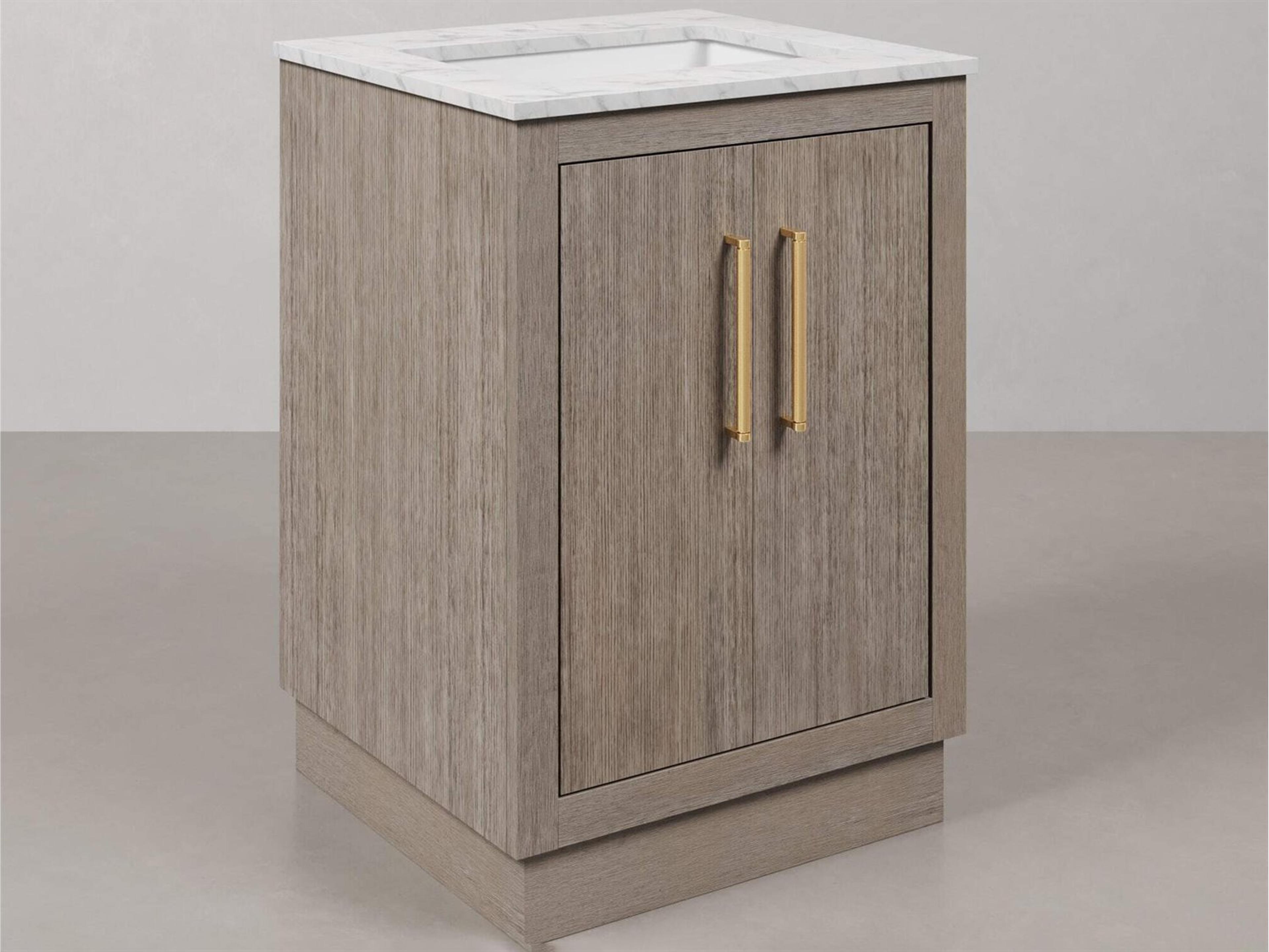 Water Creation Hugo Vanity in Grey Oak with Satin Gold Hardware