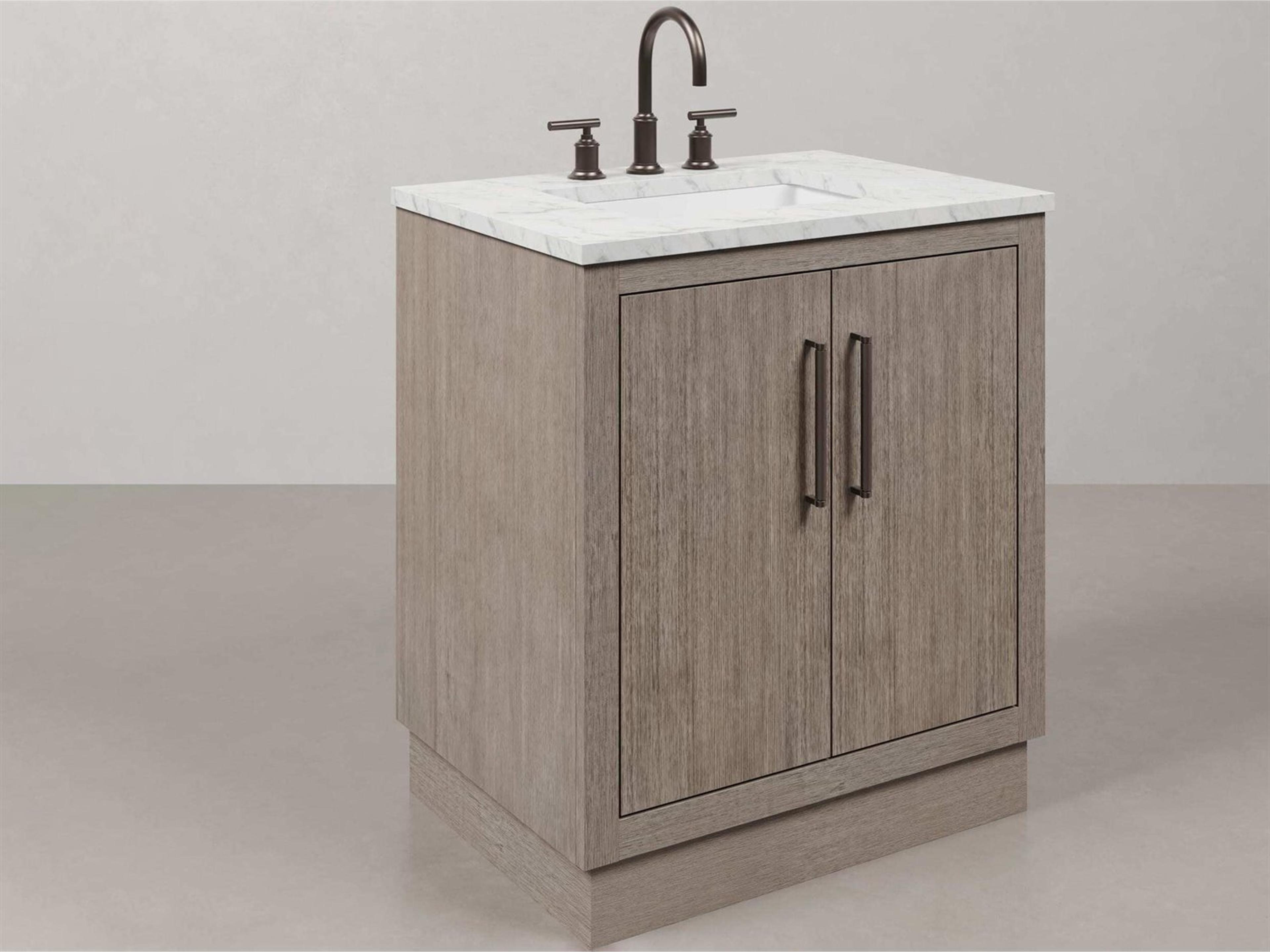 Water Creation Hugo Vanity in Grey Oak with Gooseneck Faucet