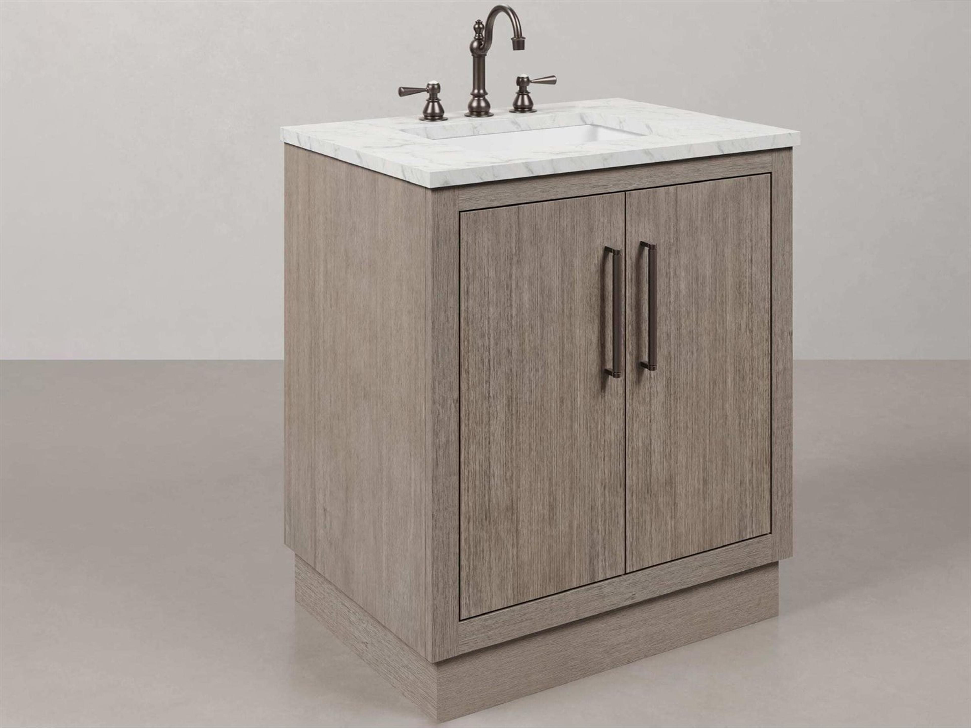 Water Creation Hugo Vanity in Grey Oak with Hook Faucet