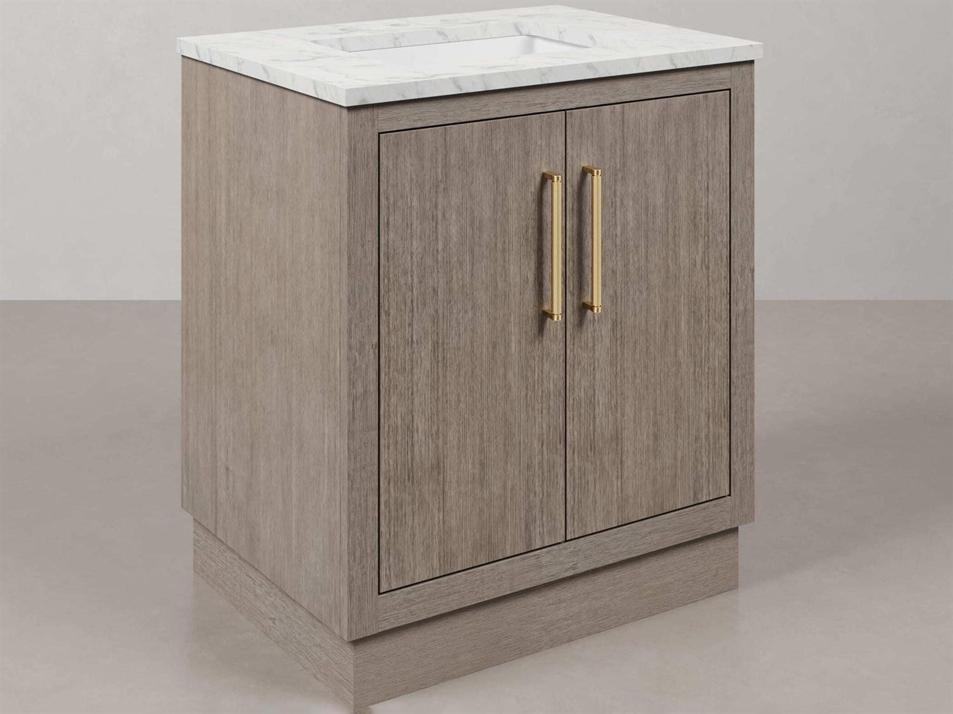 Water Creation Hugo Vanity in Grey Oak with Satin Gold Hardware