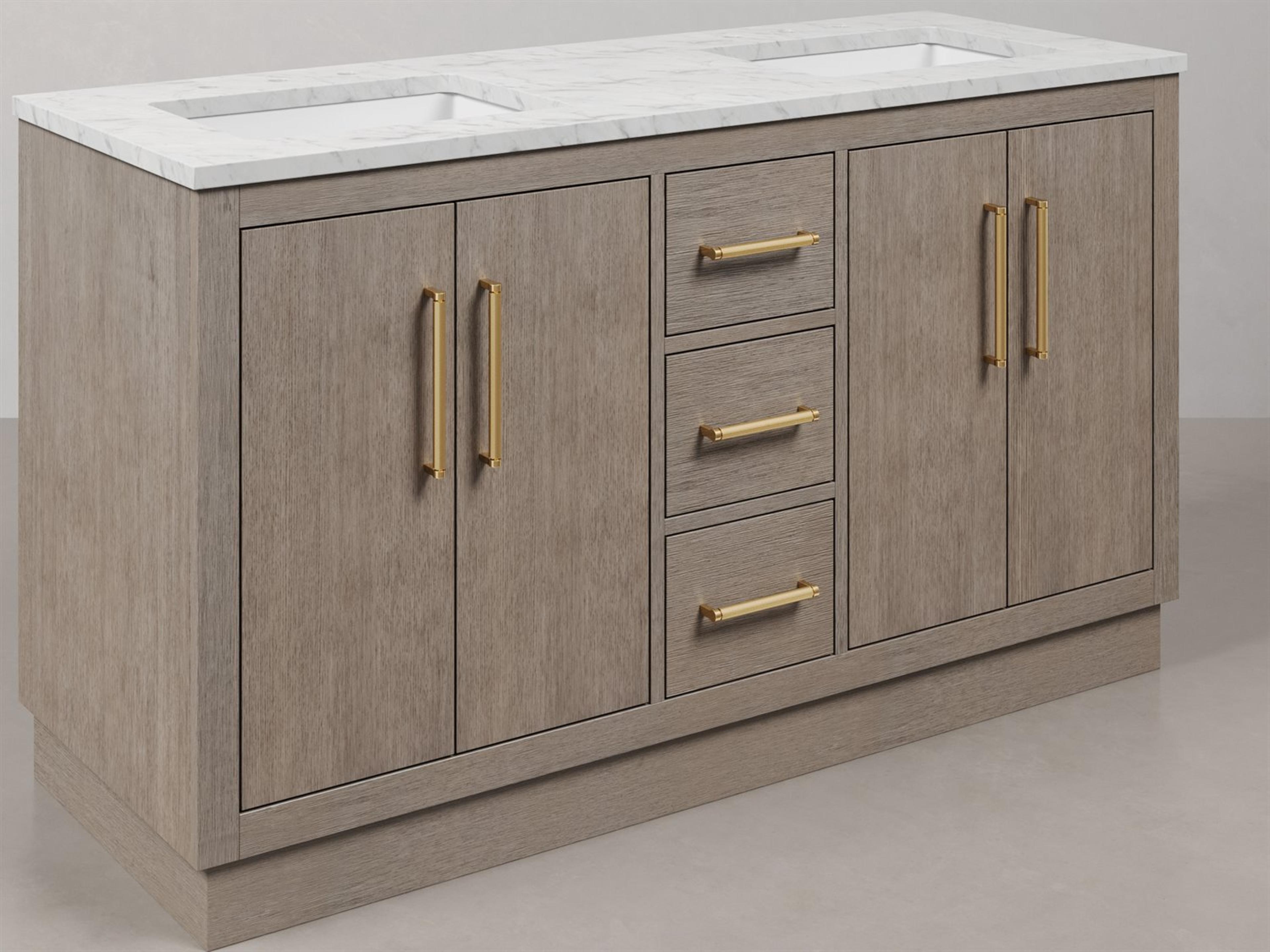 Hugo Vanity in Grey Oak with Satin Gold Hardware