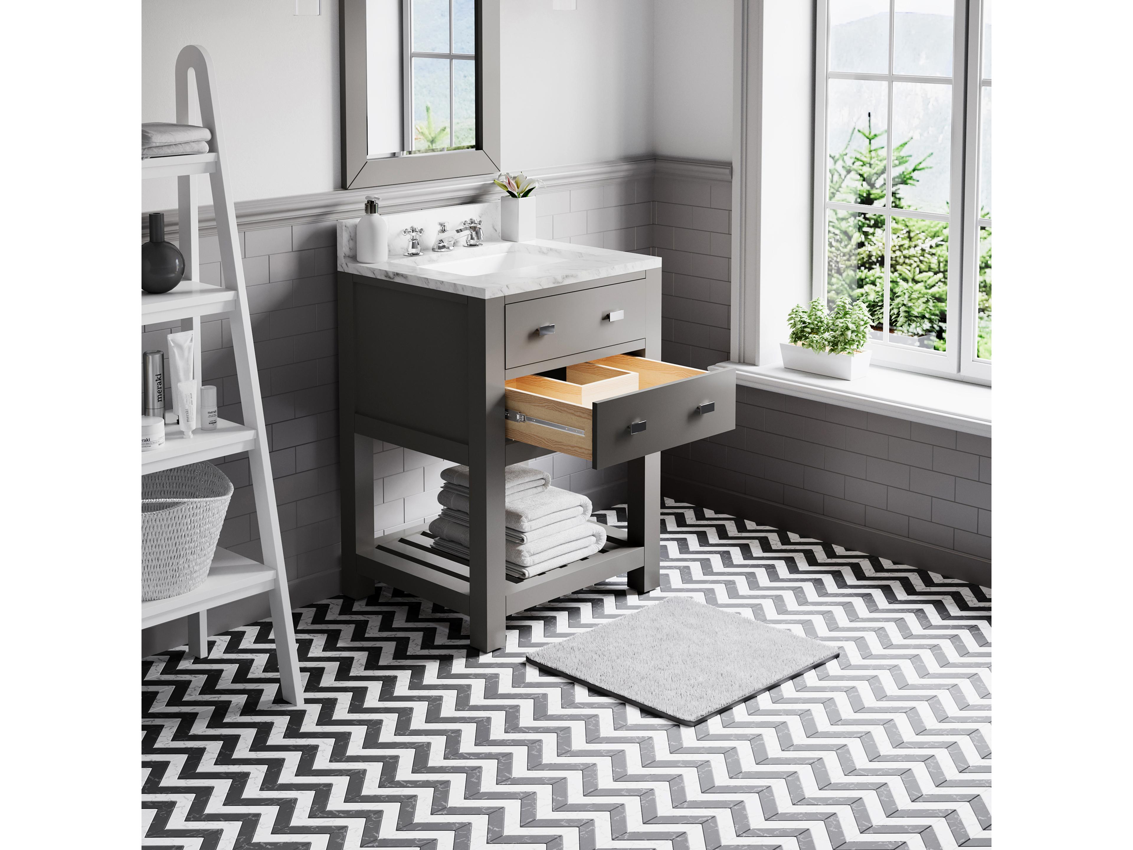 Water Creation Madalyn Chrome Vanity in Cashmere Grey