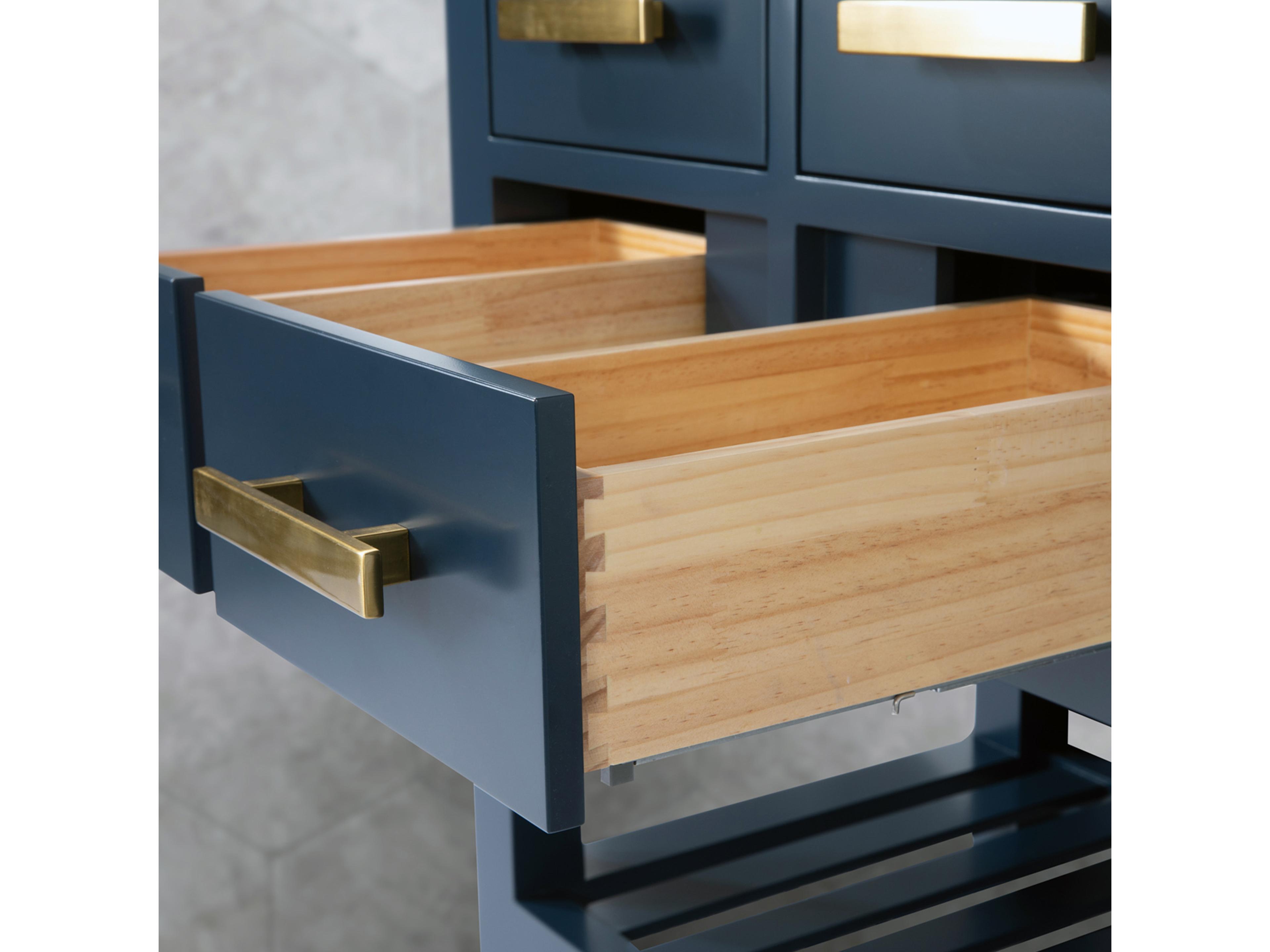 Water Creation Madalyn Single Sink Carrara White Marble Countertop Bath Vanity in Monarch Blue with Satin Gold Hook Faucet