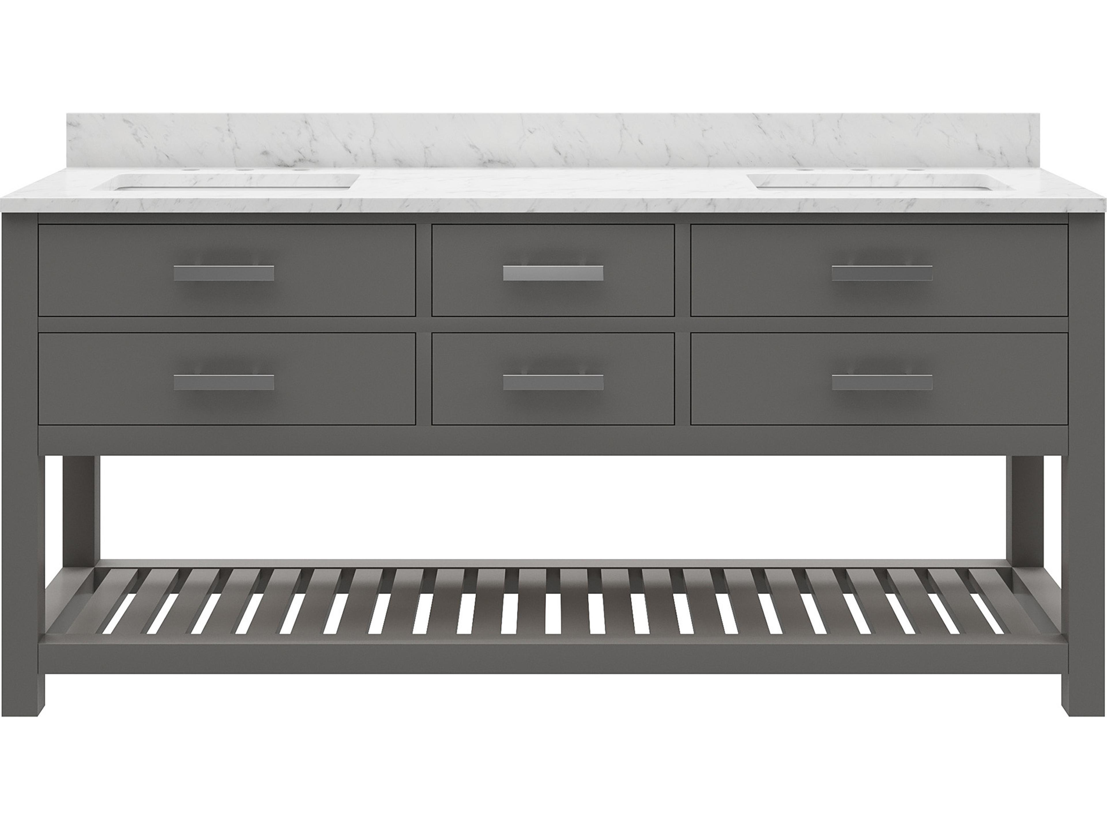 Madalyn Double Sink Carrara White Marble Countertop Bath Vanity in Cashmere Grey