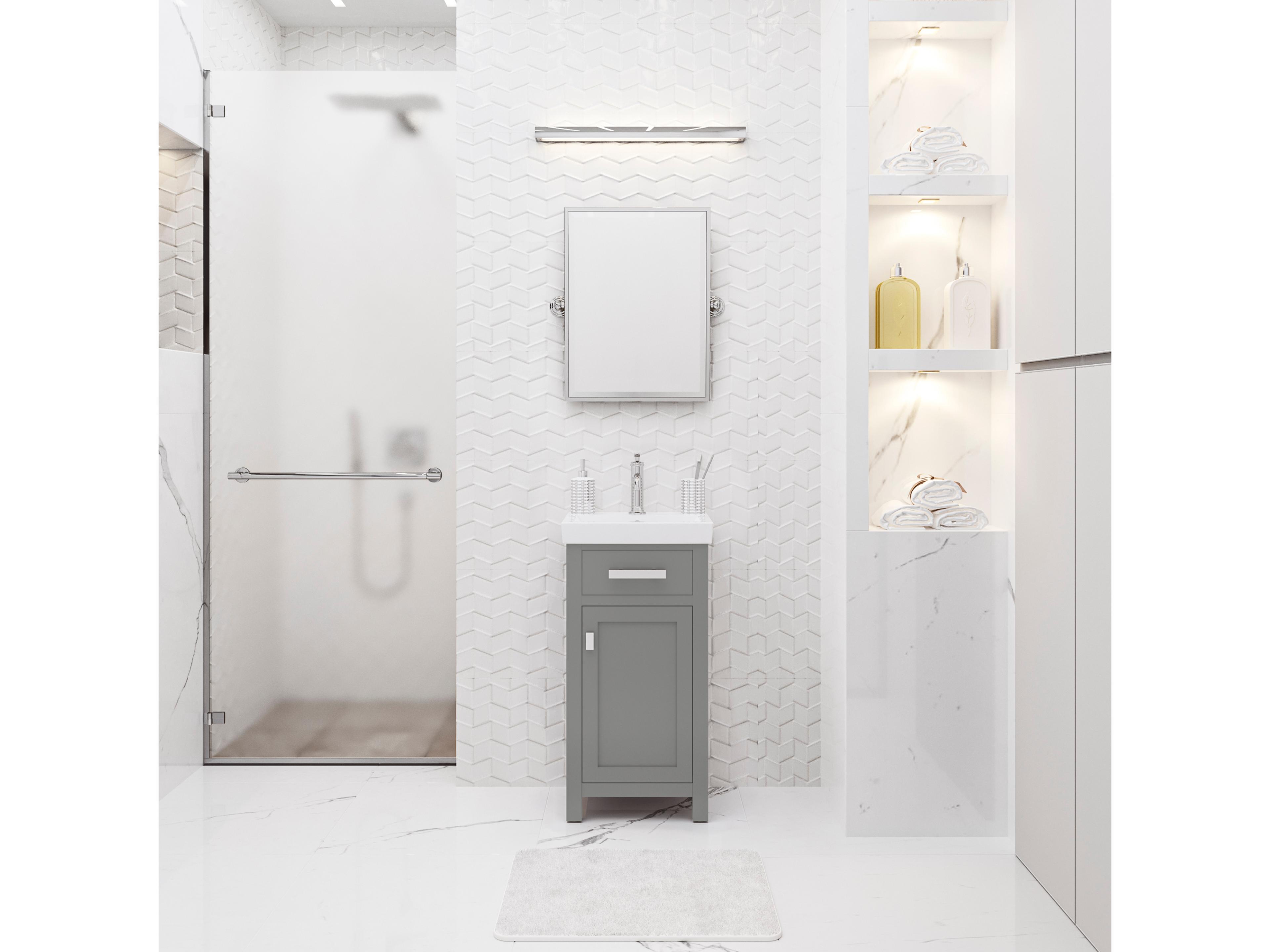 Water Creation Mia Integrated Ceramic Sink Top Bath Vanity in Cashmere Grey