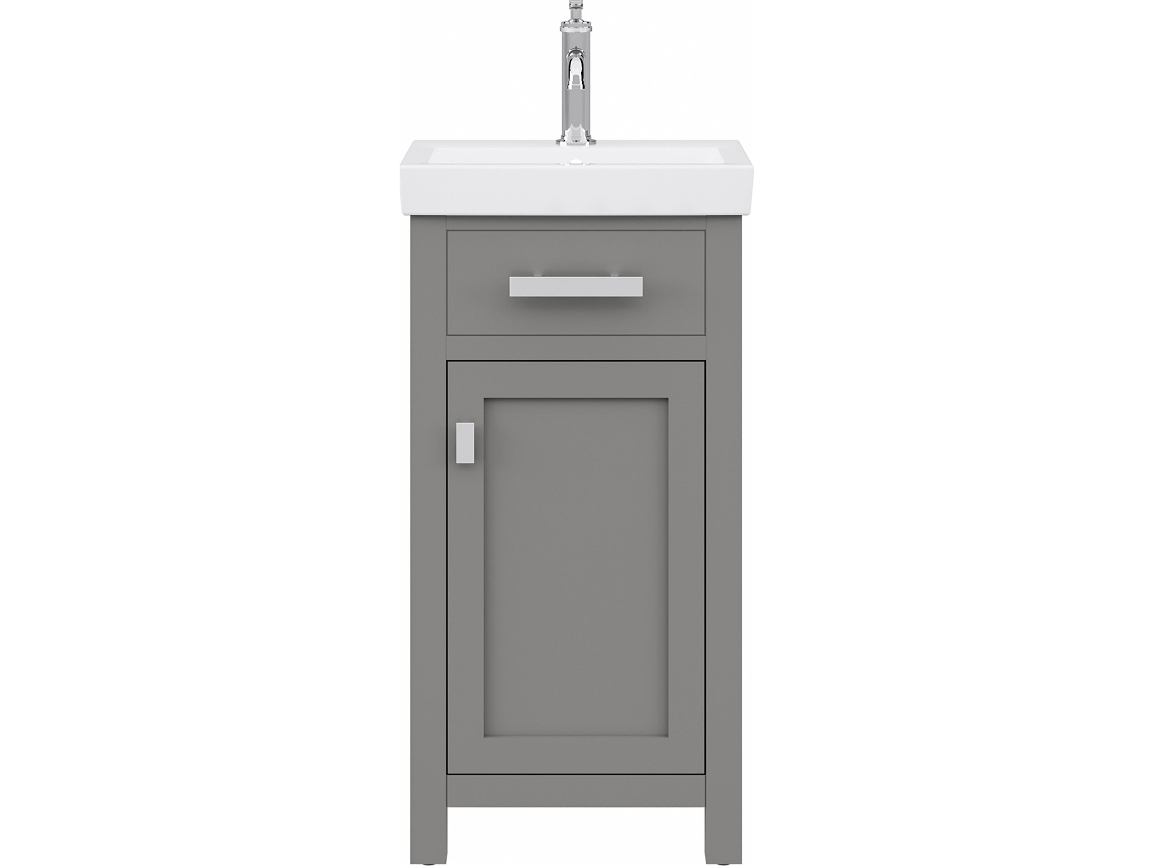 Mia Integrated Ceramic Sink Top Vanity in Cashmere Grey with Chrome Modern Single Faucet