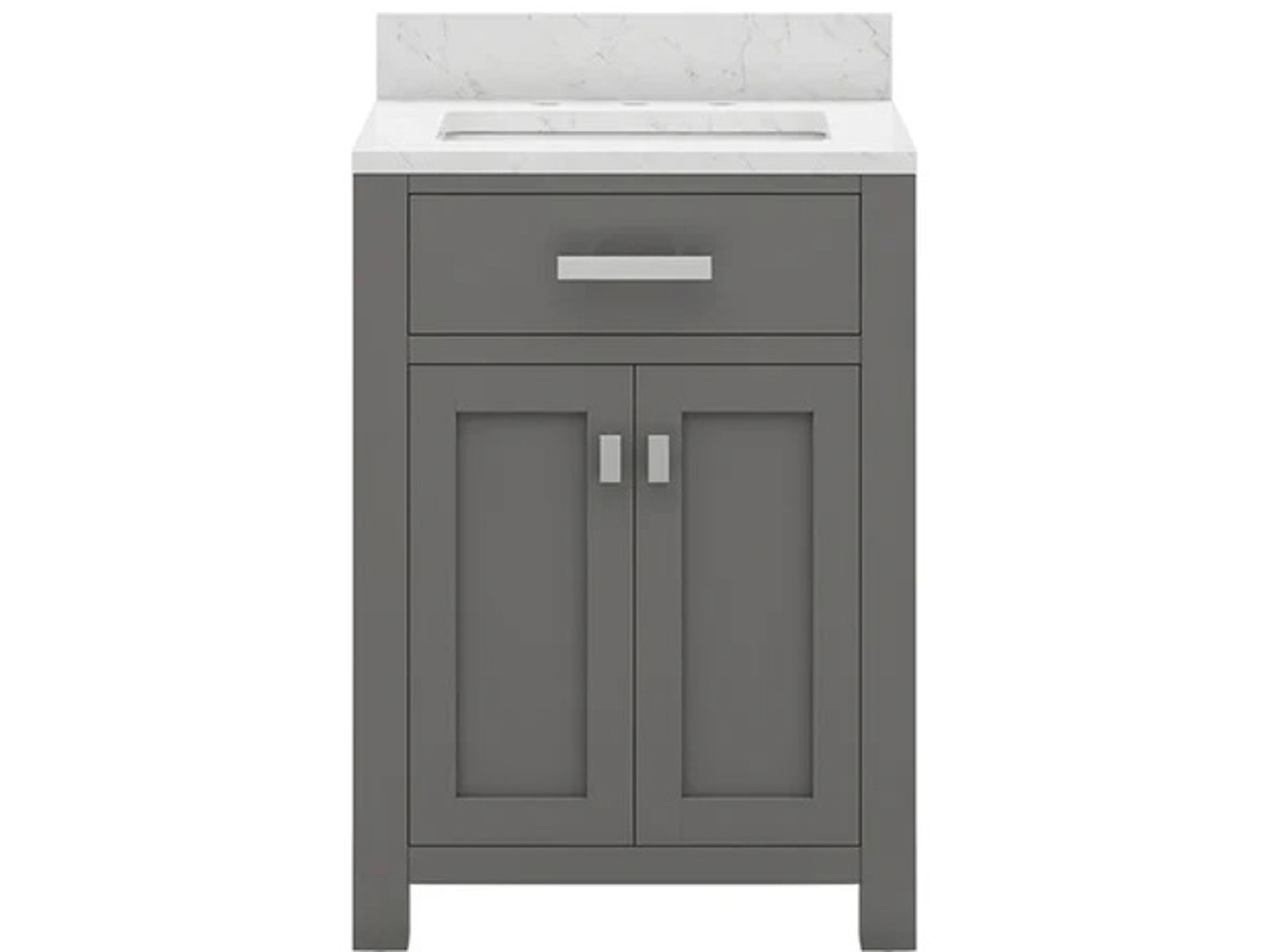 Water Creation Madison Single Sink Carrara White Marble Countertop Bath Vanity in Cashmere Grey