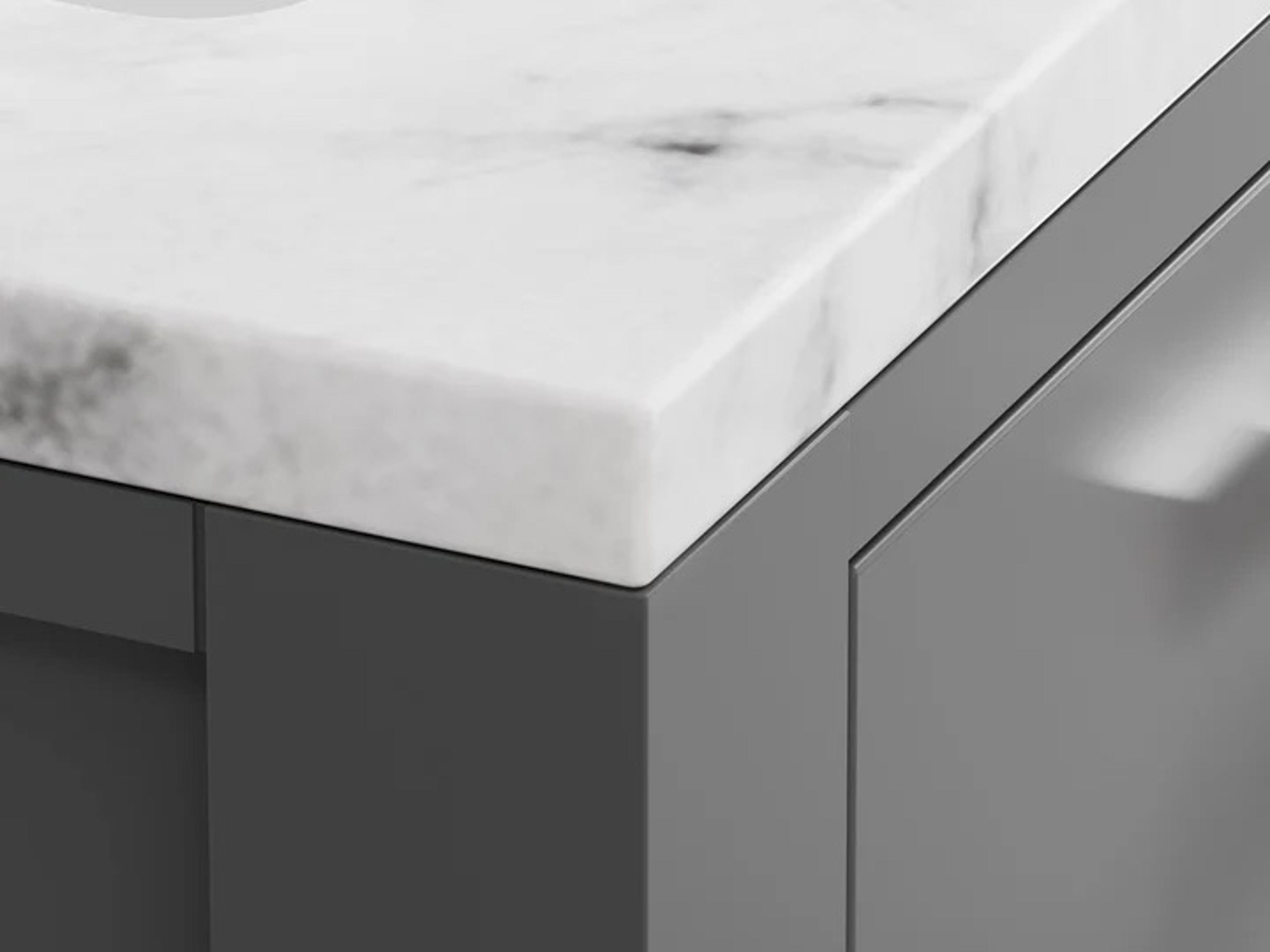 Water Creation Madison Single Sink Carrara White Marble Countertop Bath Vanity in Cashmere Grey with Chrome Hardware, Classic Faucet and Rectangular Mirror (S)