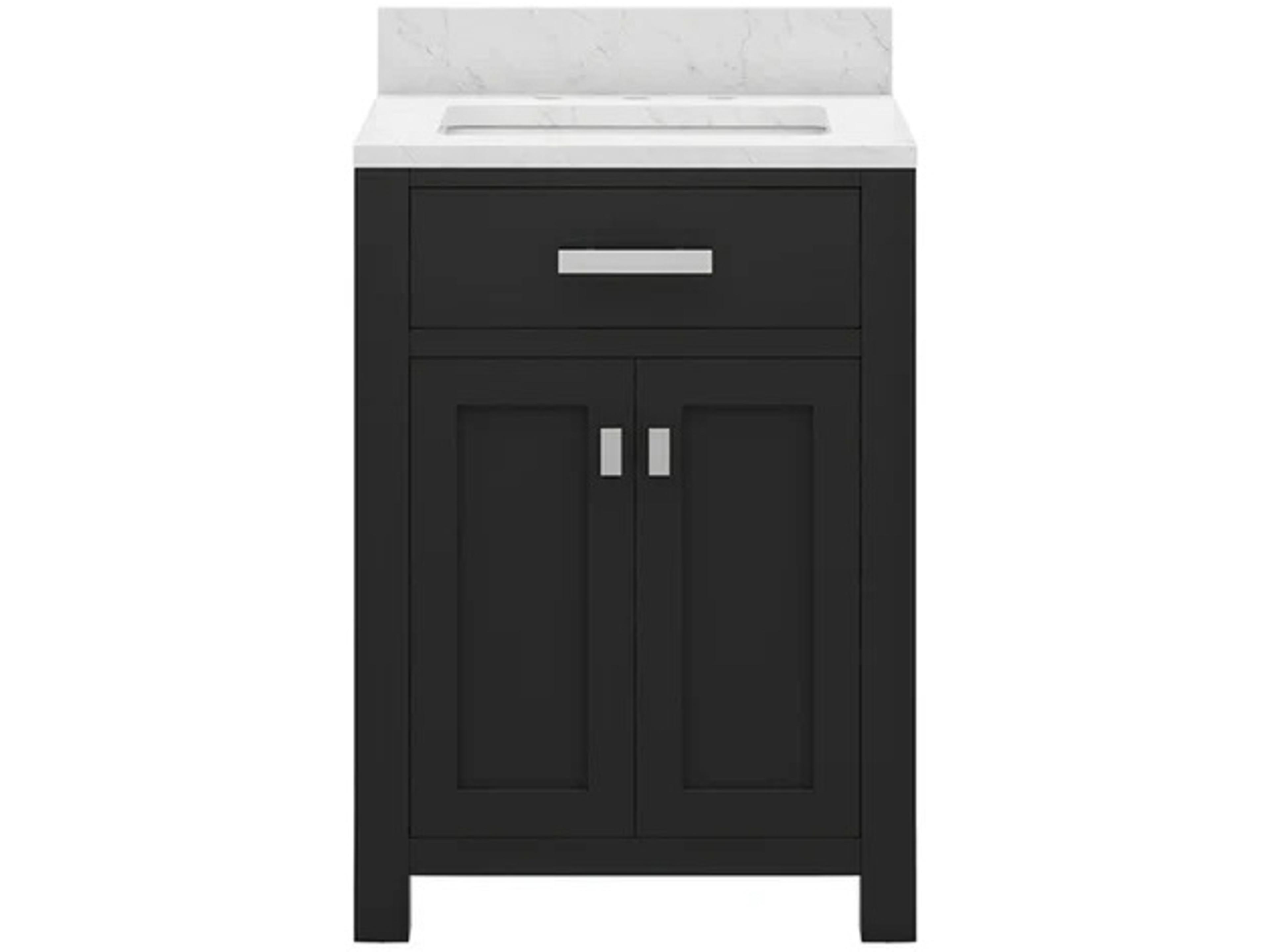 Madison Single Sink Carrara White Marble Countertop Bath Vanity in Espresso