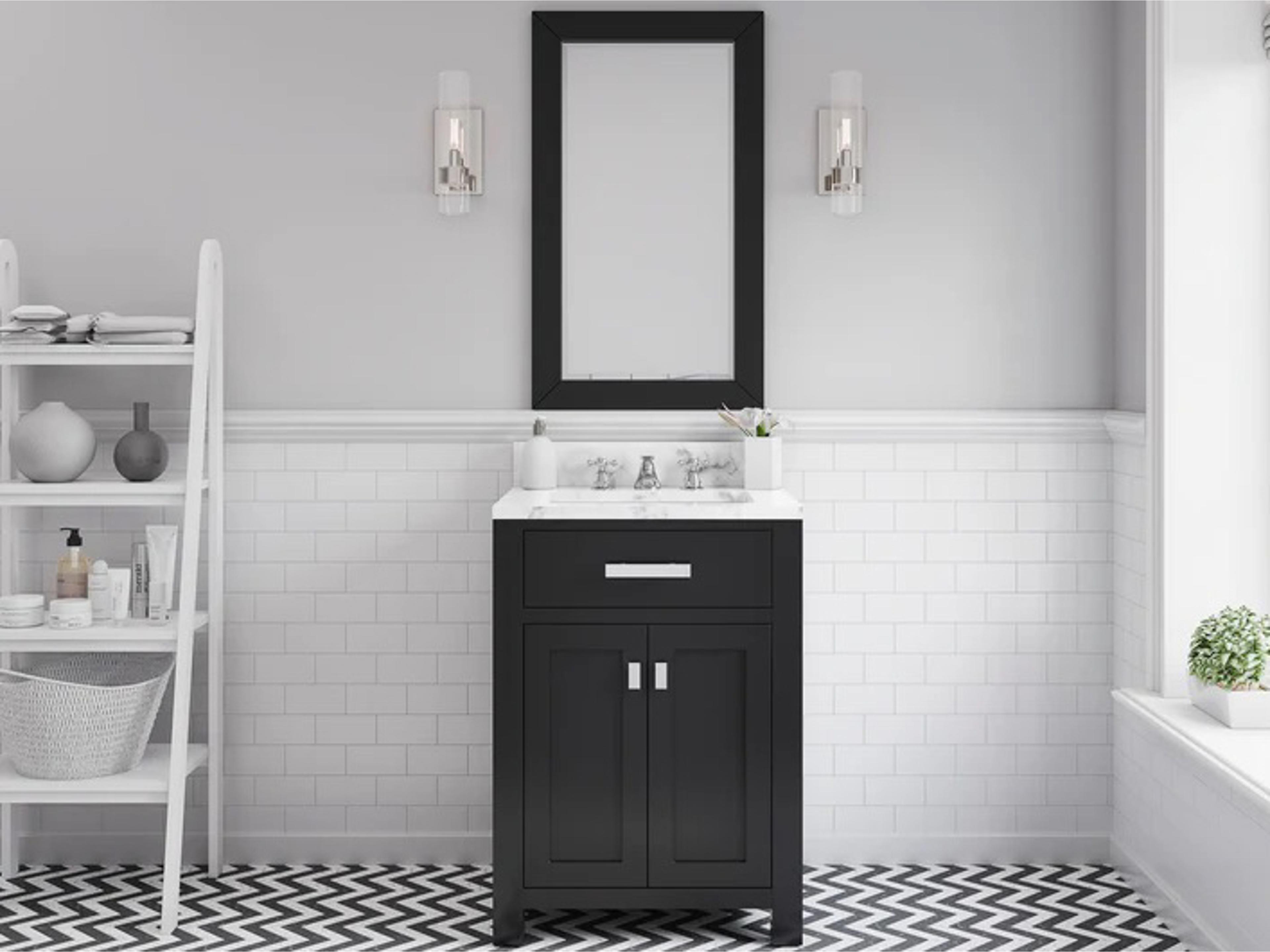 Water Creation Madison Single Sink Carrara White Marble Countertop Bath Vanity in Espresso