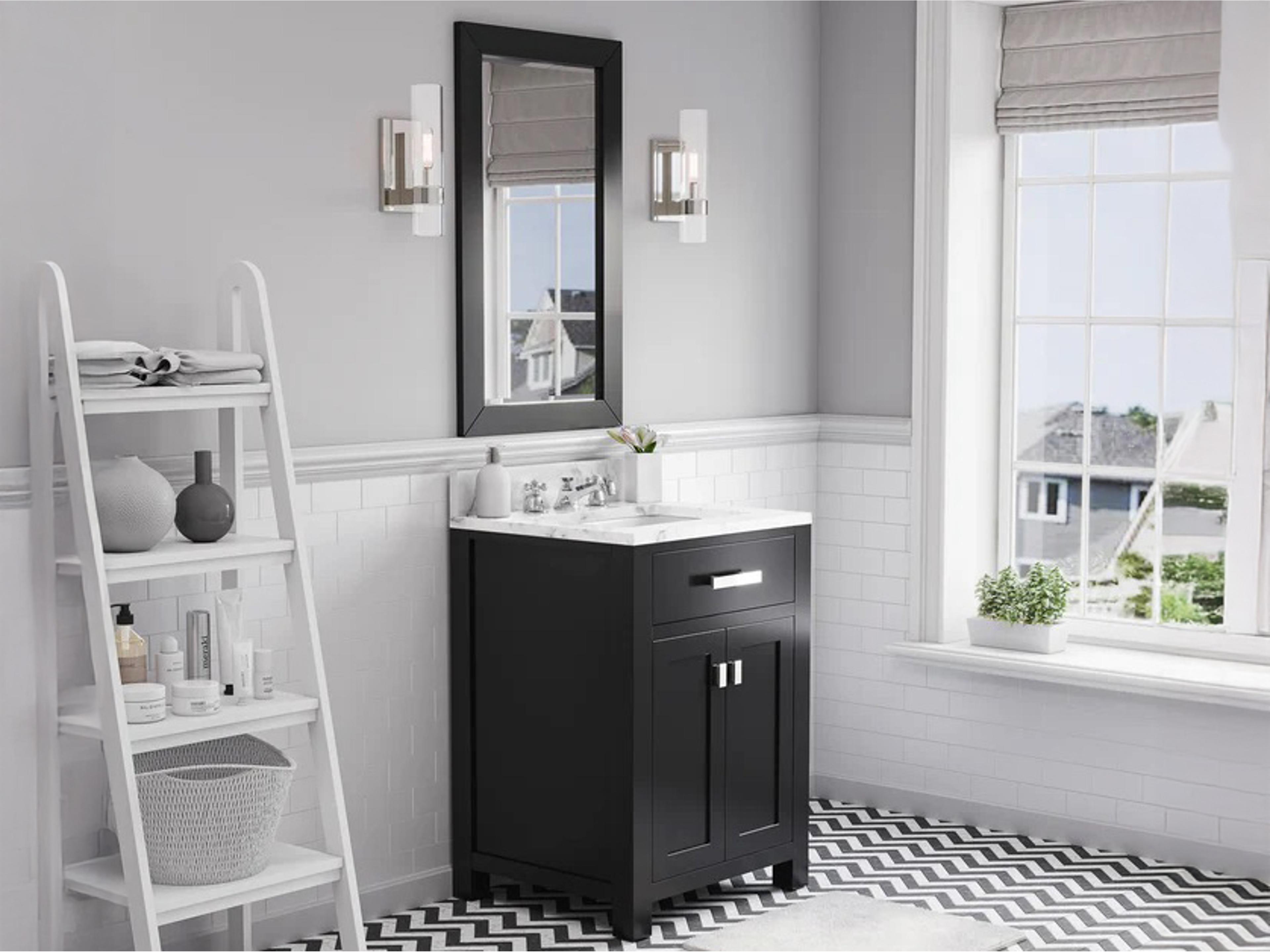 Water Creation Madison Single Sink Carrara White Marble Countertop Bath Vanity in Espresso