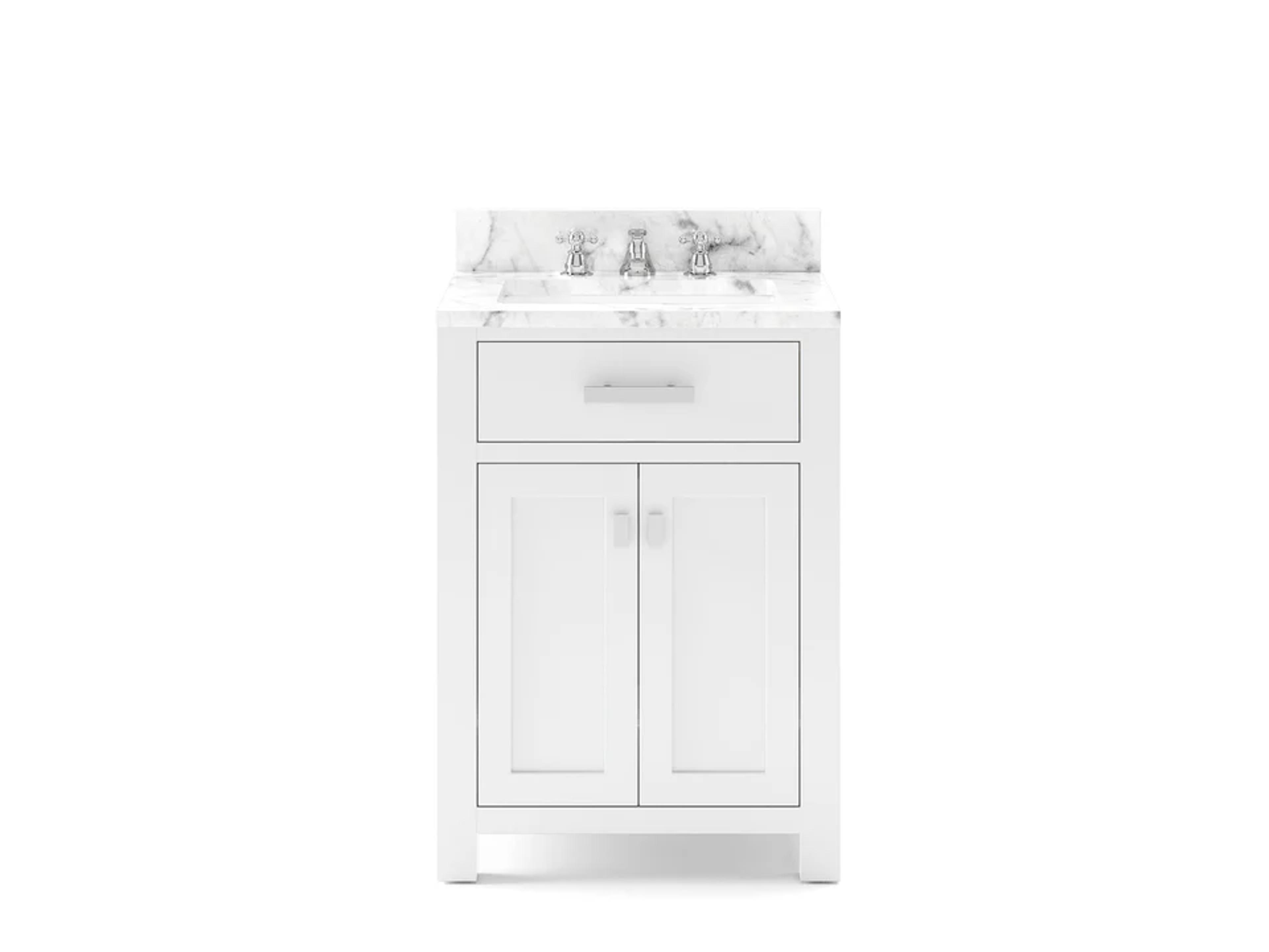 Madison Single Sink Bathroom Vanity With Faucet in Pure White