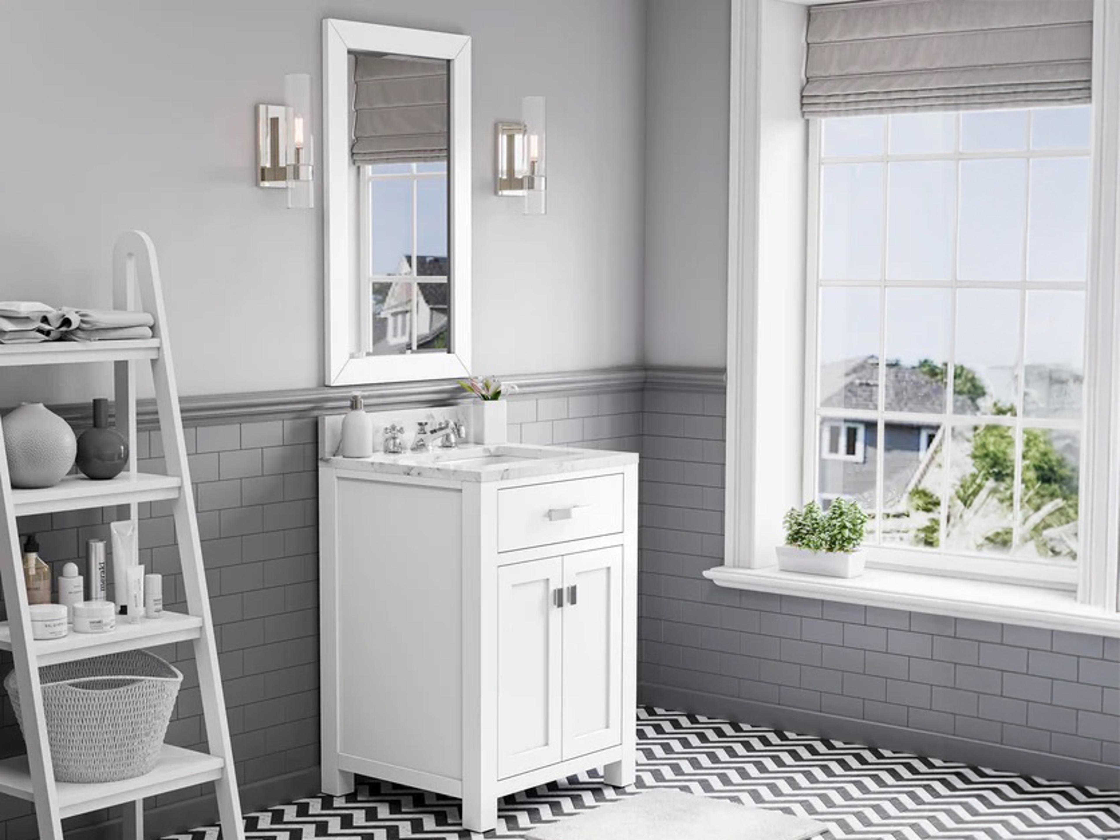 Water Creation Madison Single Sink Bathroom Vanity With Matching Framed Mirror in Pure White