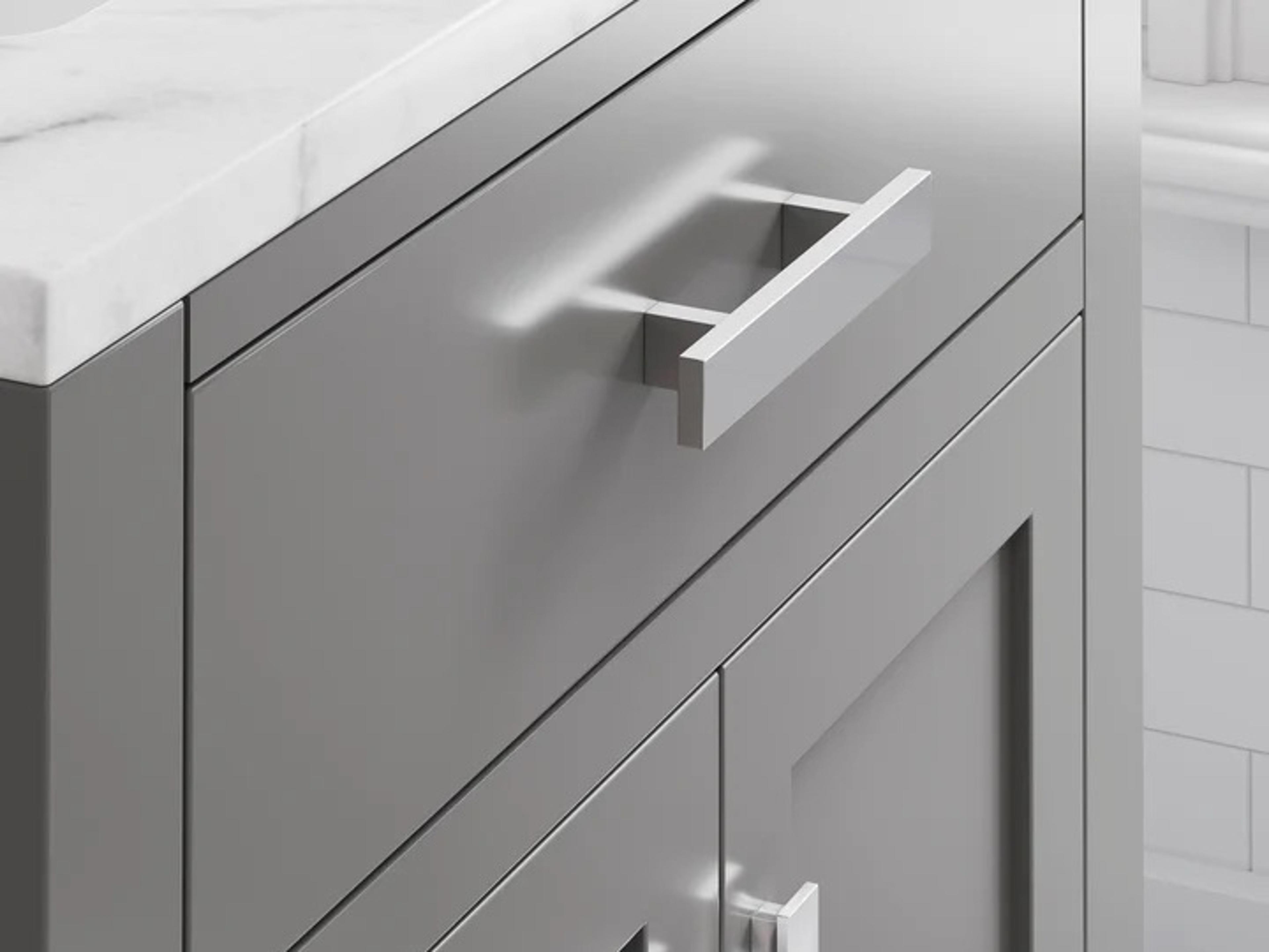 Water Creation Madison Single Sink Carrara White Marble Countertop Bath Vanity in Cashmere Grey