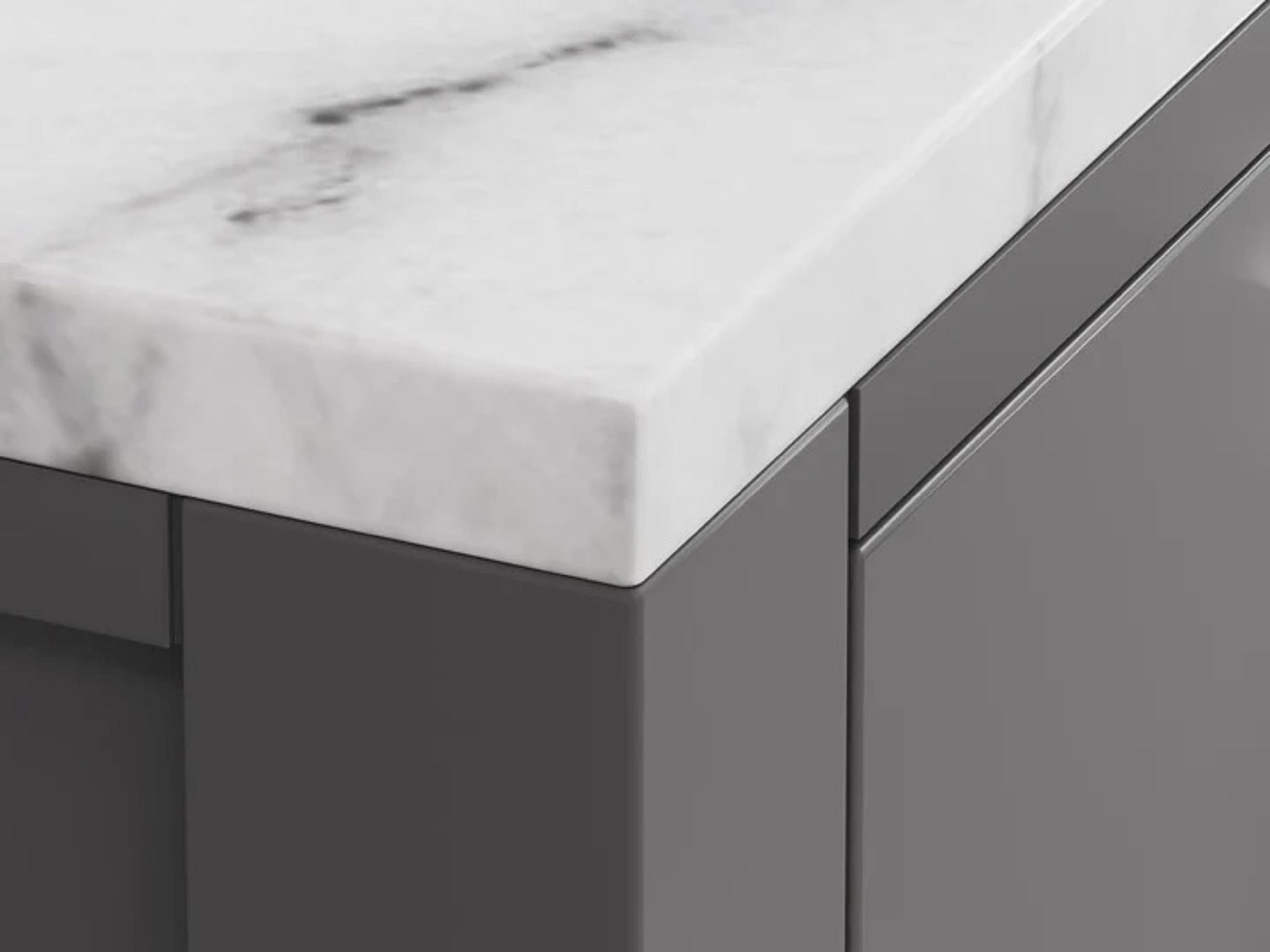 Water Creation Madison Single Sink Carrara White Marble Countertop Bath Vanity in Cashmere Grey with Chrome Hardware and Classic Faucet