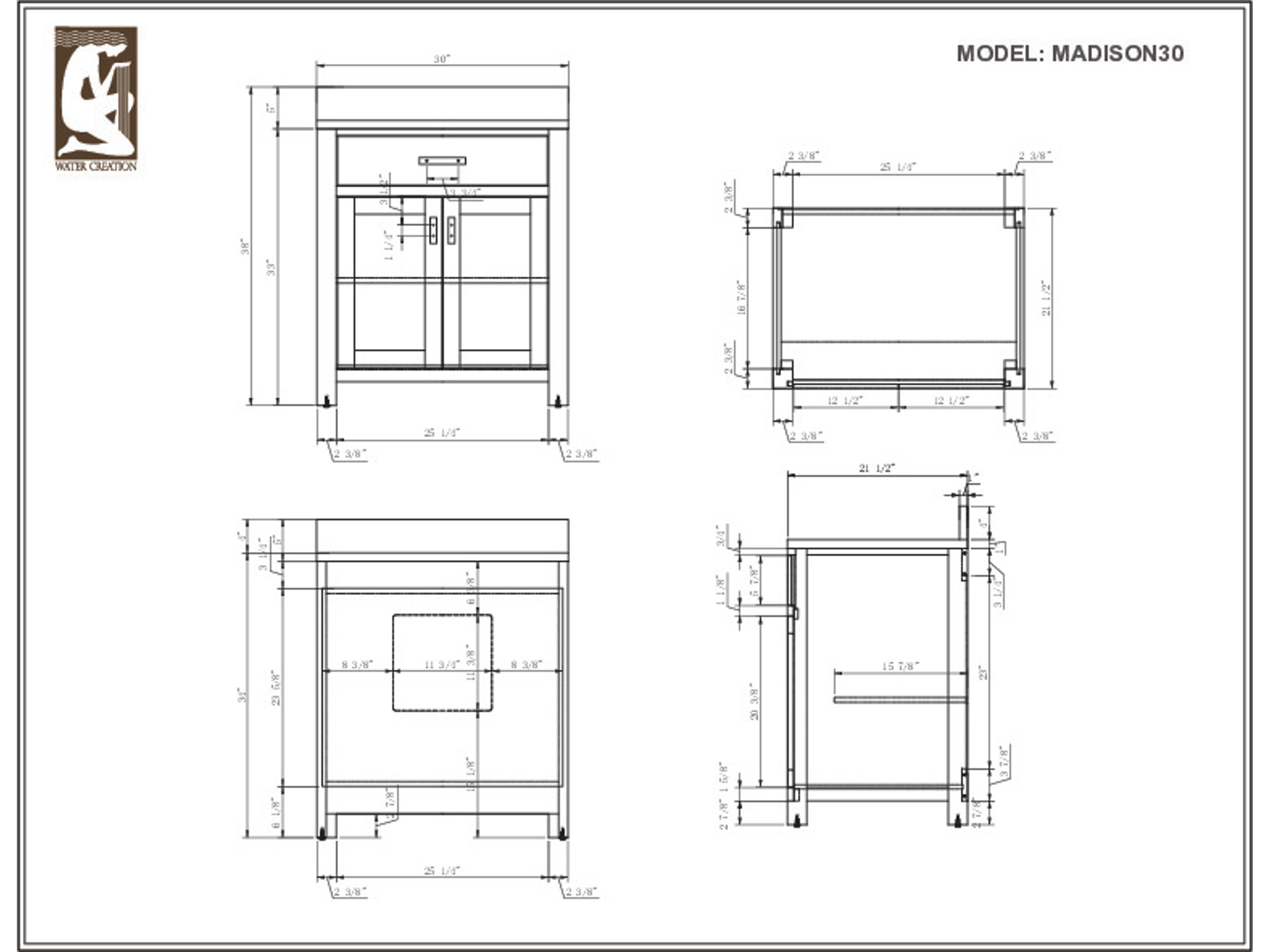 Water Creation Madison Single Sink Carrara White Marble Countertop Bath Vanity in Cashmere Grey with Chrome Hardware, Classic Faucet and Rectangular Mirror (S)