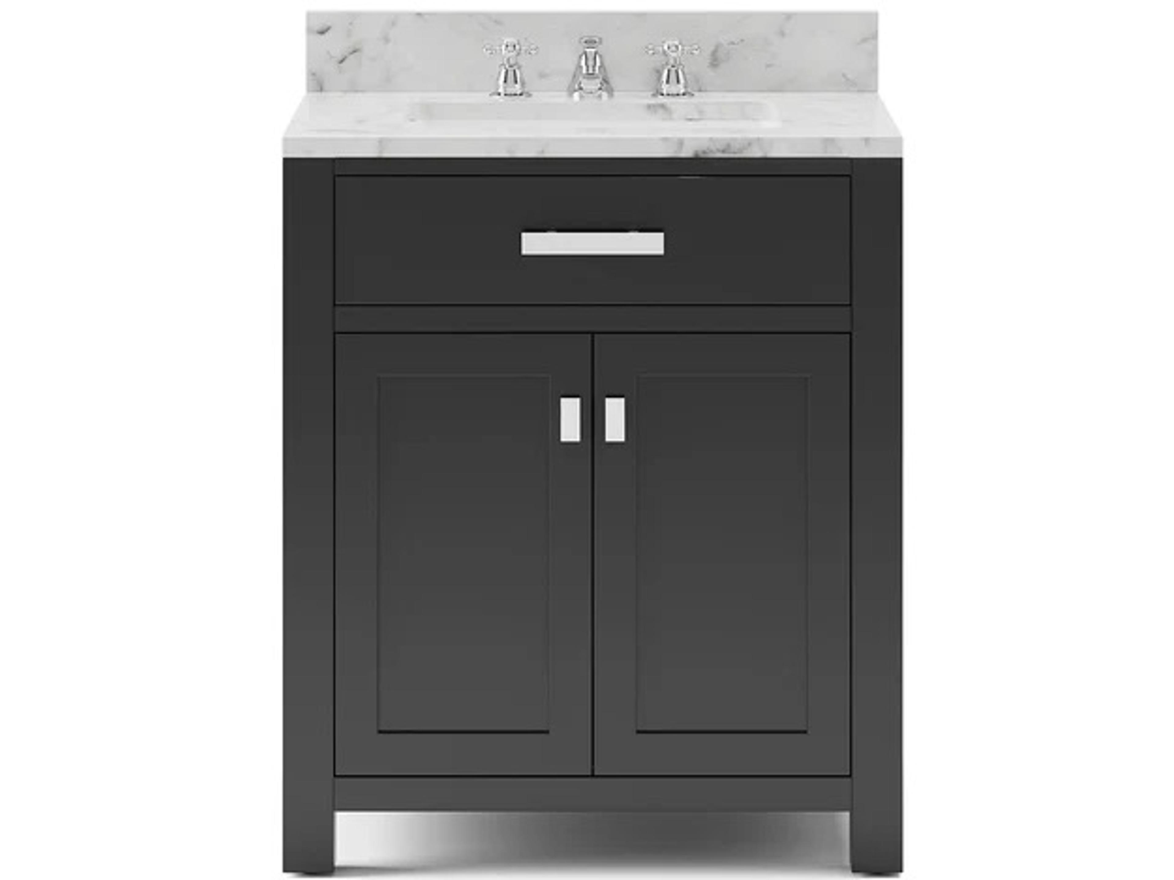 Madison Single Sink Carrara White Marble Countertop Bath Vanity in Espresso with Chrome Hardware and Classic Faucet