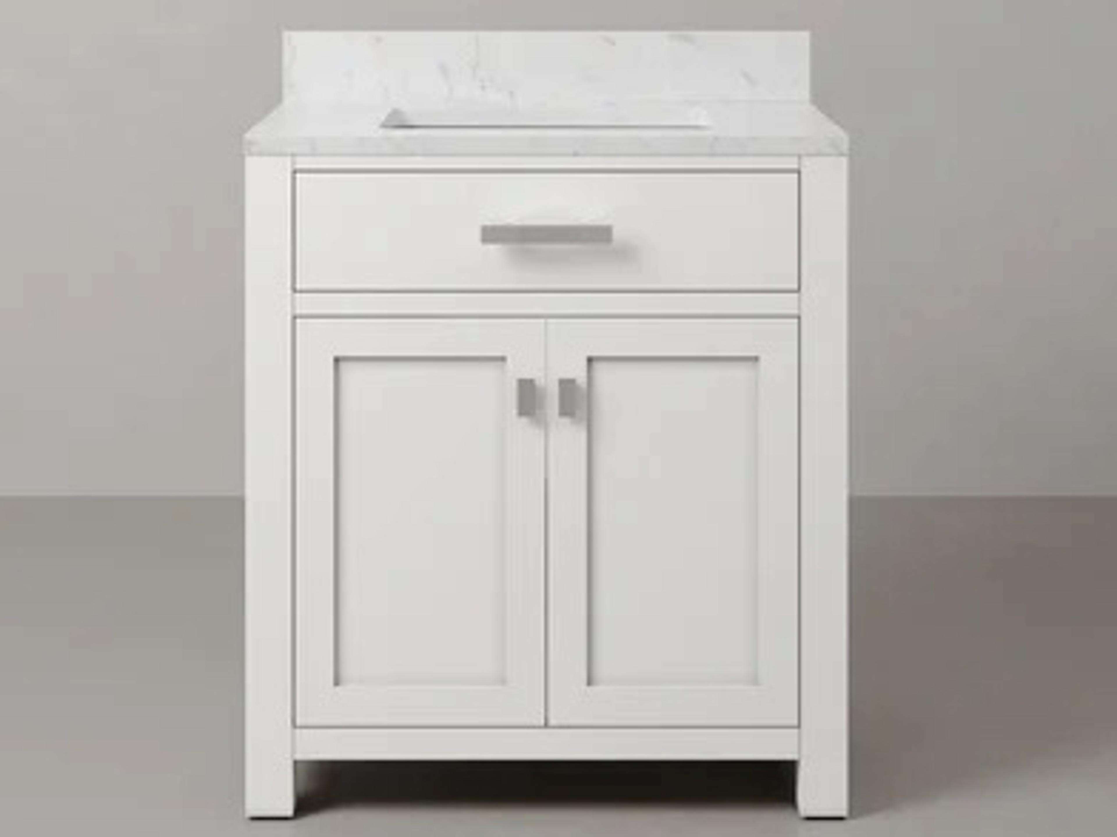 Water Creation Madison Single Sink Carrara White Marble Countertop Bath Vanity in Pure White