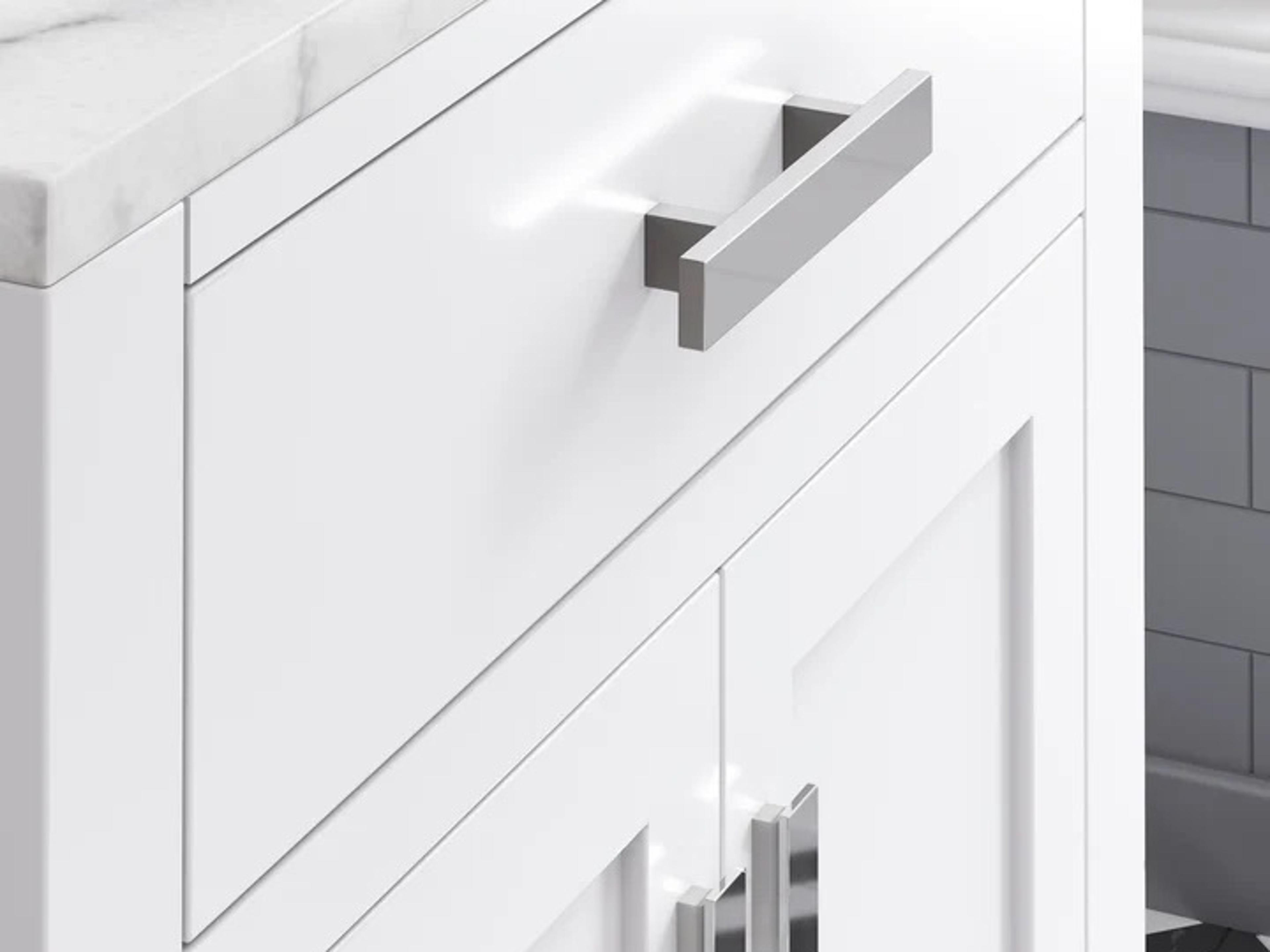 Water Creation Madison Single Sink Carrara White Marble Countertop Bath Vanity in Pure White