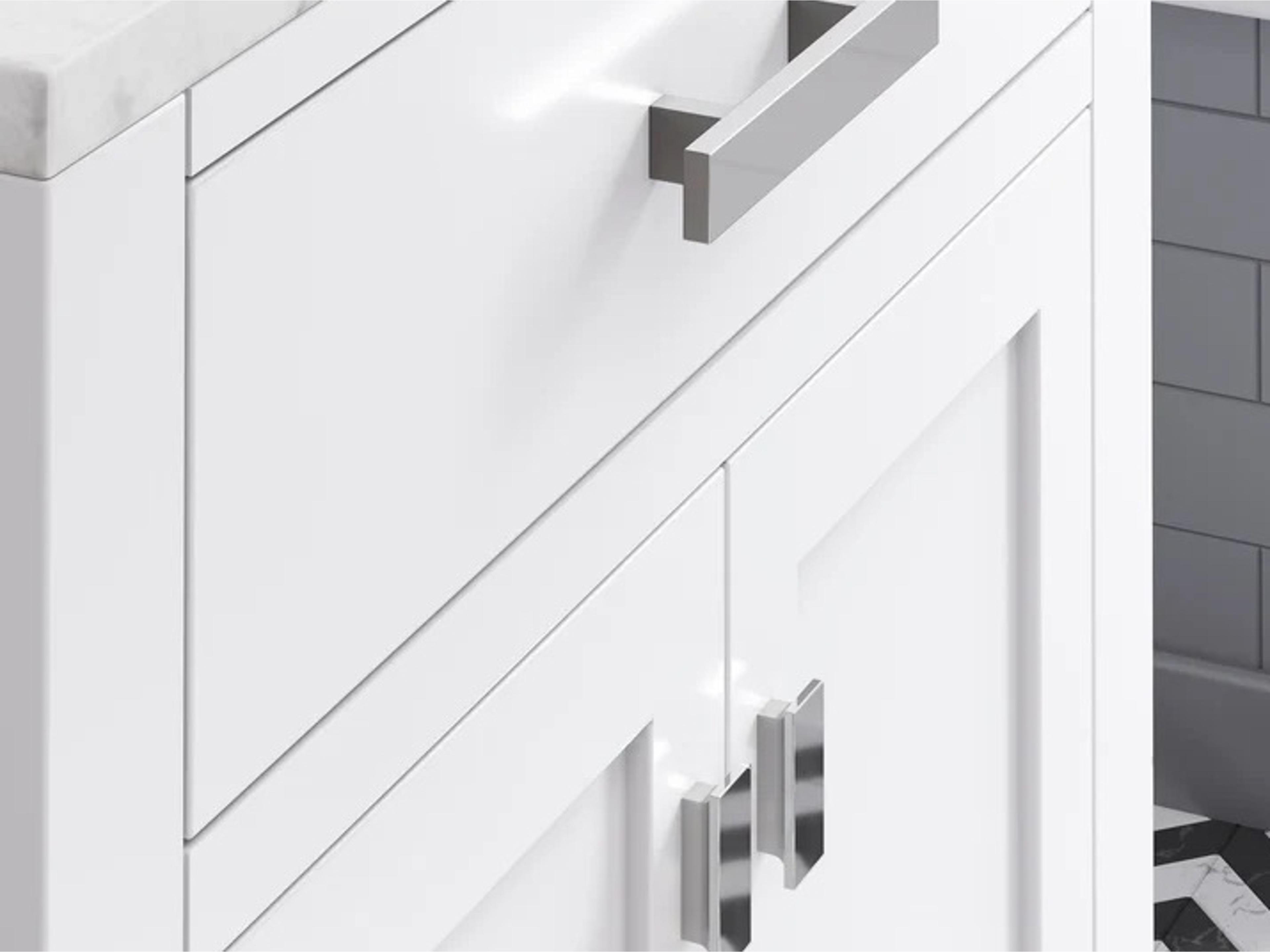 Water Creation Madison Single Sink Carrara White Marble Countertop Bath Vanity in Pure White with Rectangular Mirror (S)