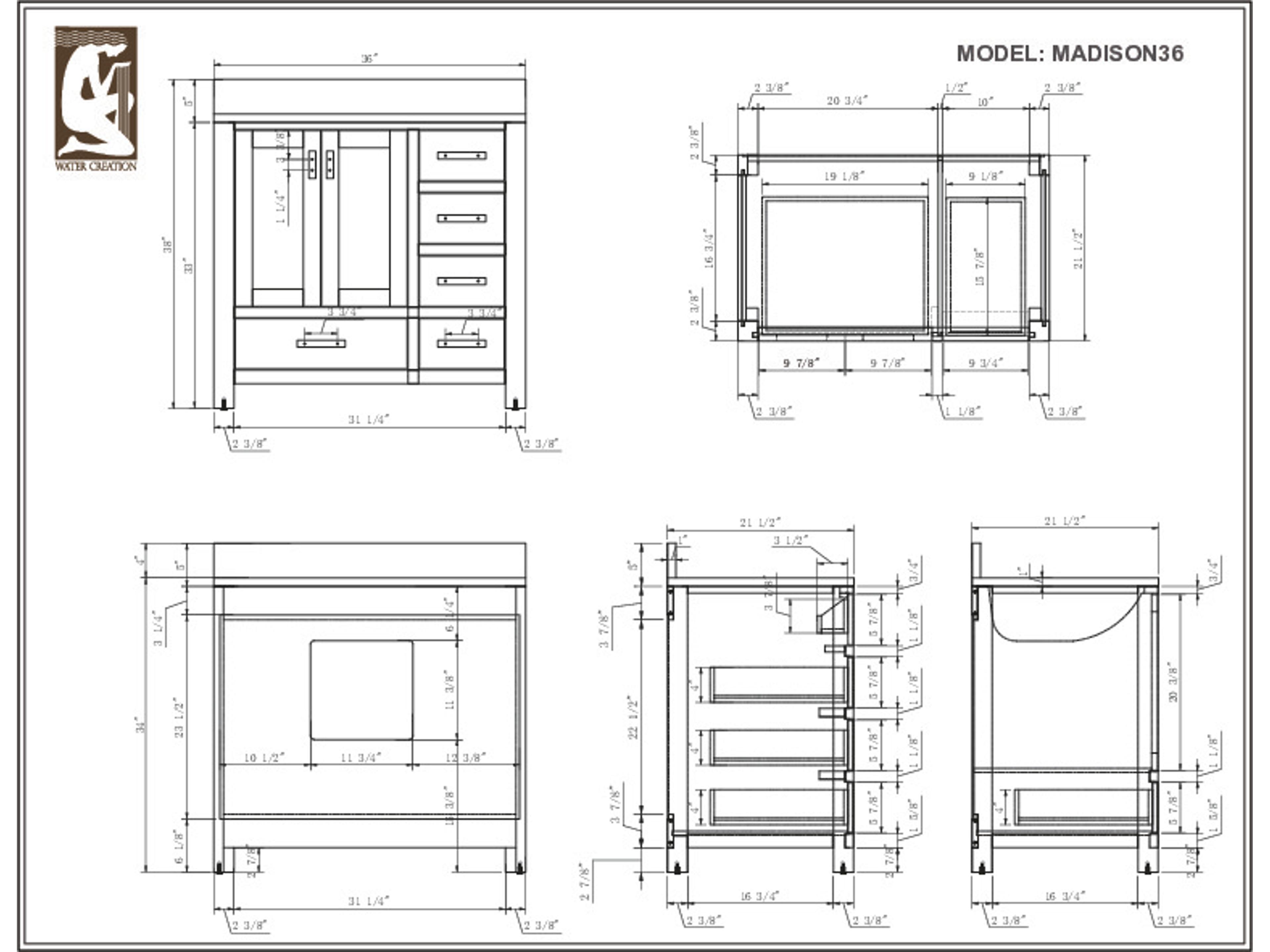 Water Creation Madison Single Sink Carrara White Marble Countertop Bath Vanity in Cashmere Grey with Chrome Hardware, Classic Faucet and Rectangular Mirror (S)