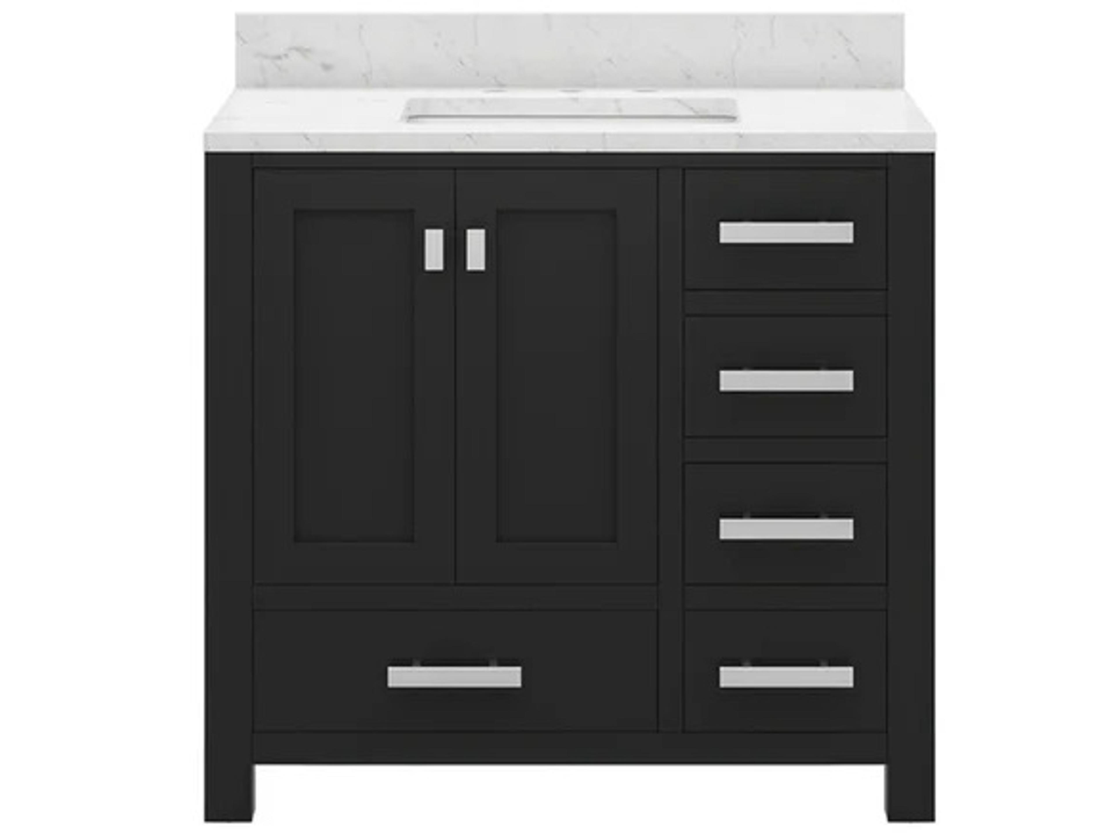 Madison Single Sink Carrara White Marble Countertop Bath Vanity in Espresso with Chrome Hardware