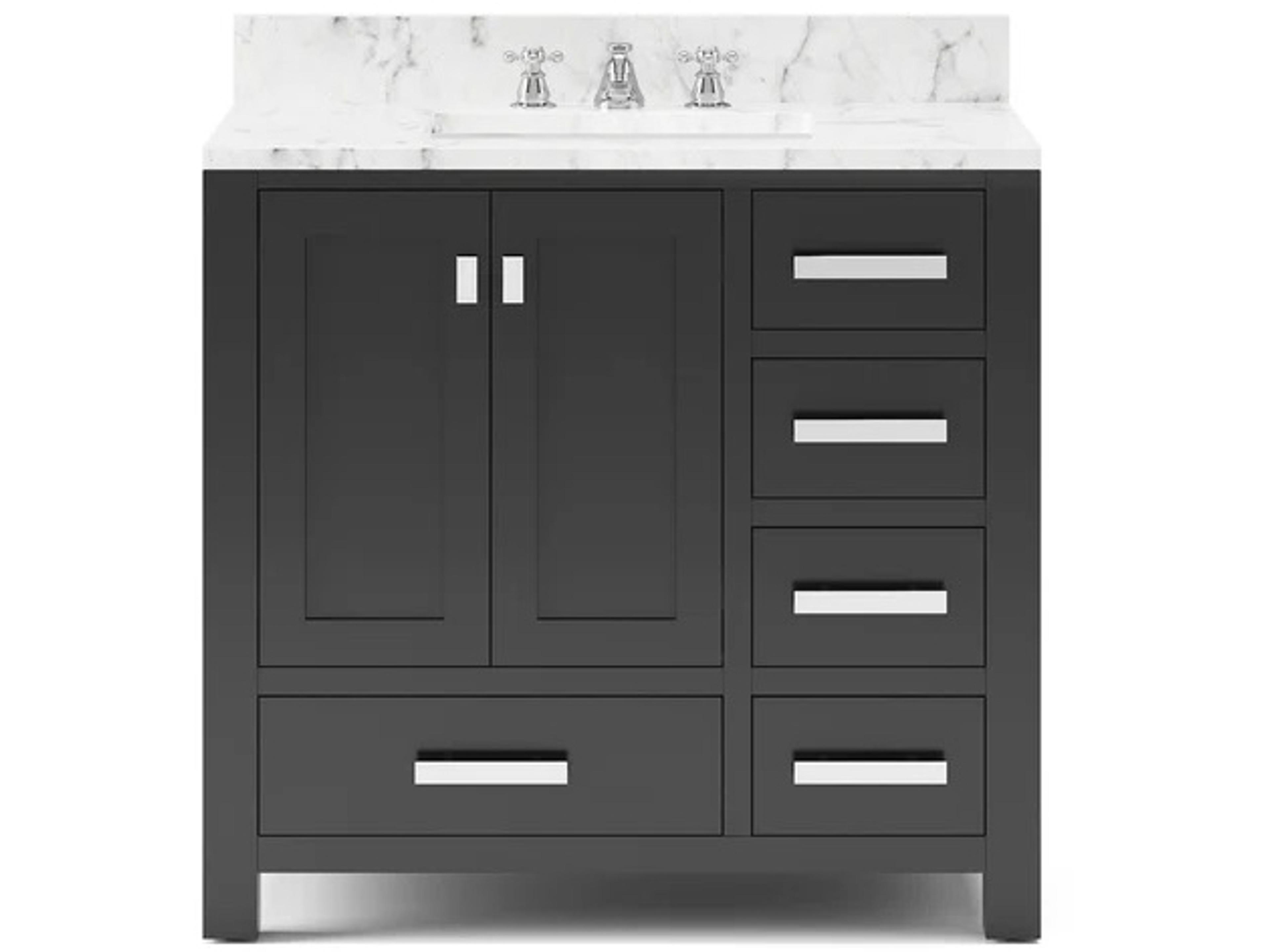 Madison Single Sink Carrara White Marble Countertop Bath Vanity in Espresso with Chrome Hardware and Classic Faucet