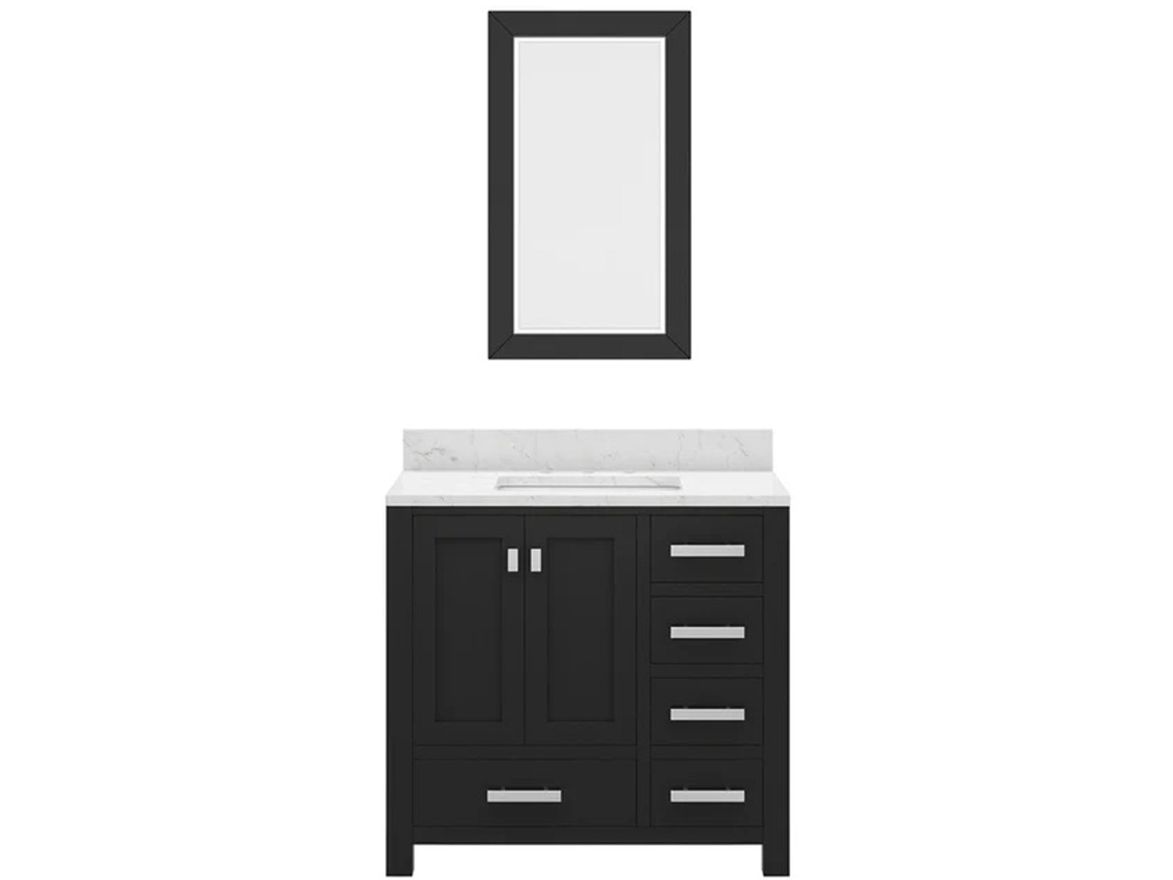 Water Creation Madison Single Sink Carrara White Marble Countertop Bath Vanity in Espresso with Chrome Hardware and Rectangular Mirror (S)