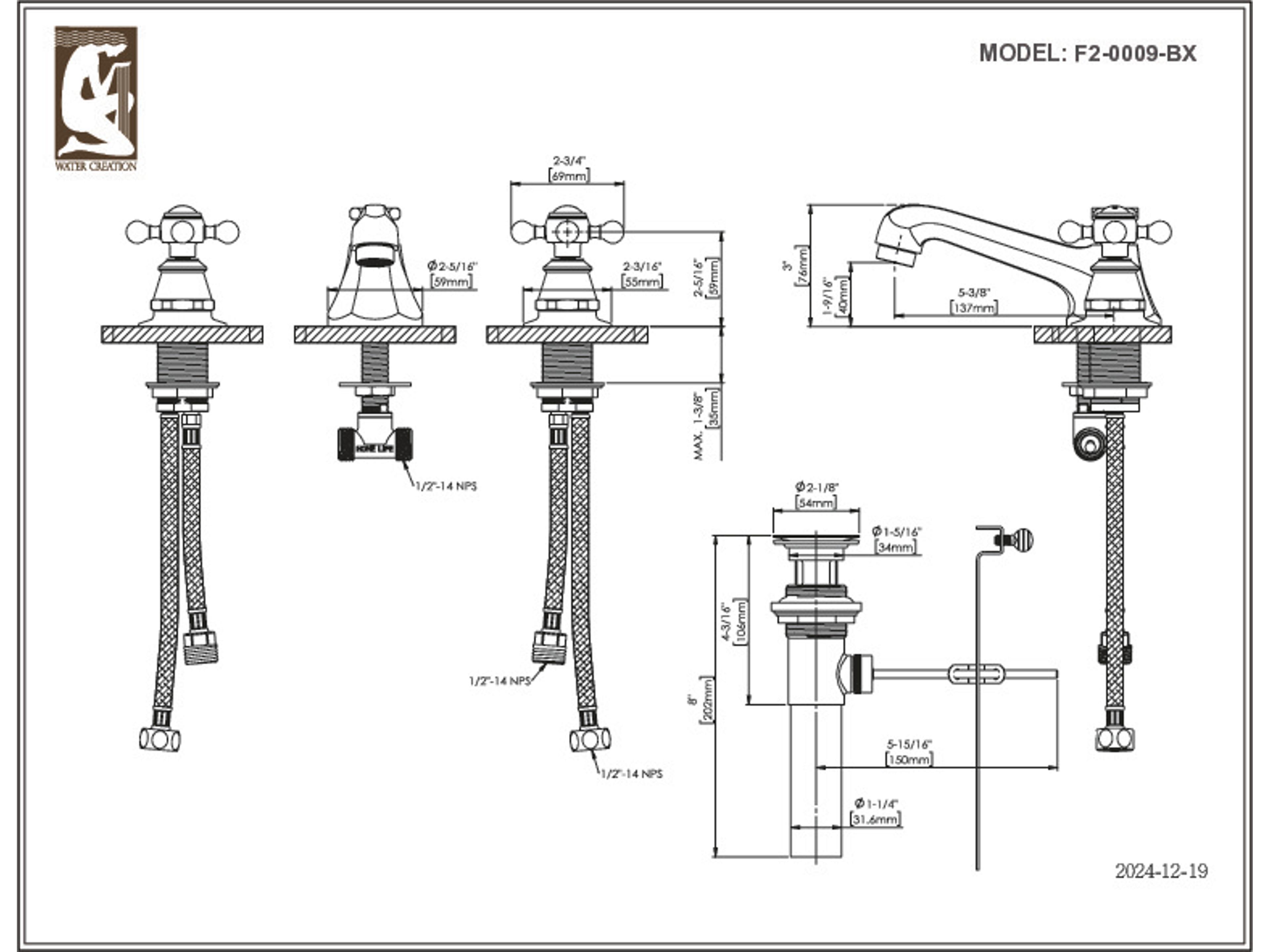 Water Creation Madison  Double Sink Carrara White Marble Countertop Bath Vanity in Espresso with Chrome Hardware and Classic Faucets