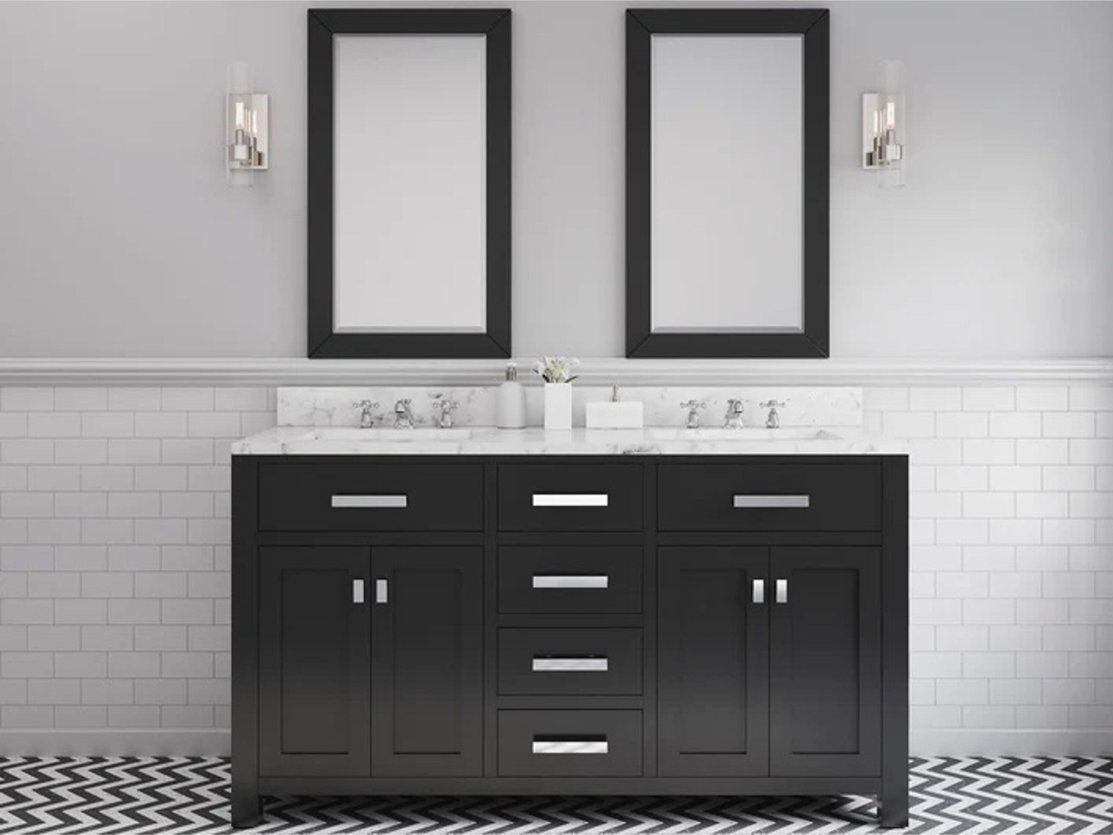Water Creation Madison Double Sink Carrara White Marble Countertop Bath Vanity in Espresso with Rectangular Mirrors (S)