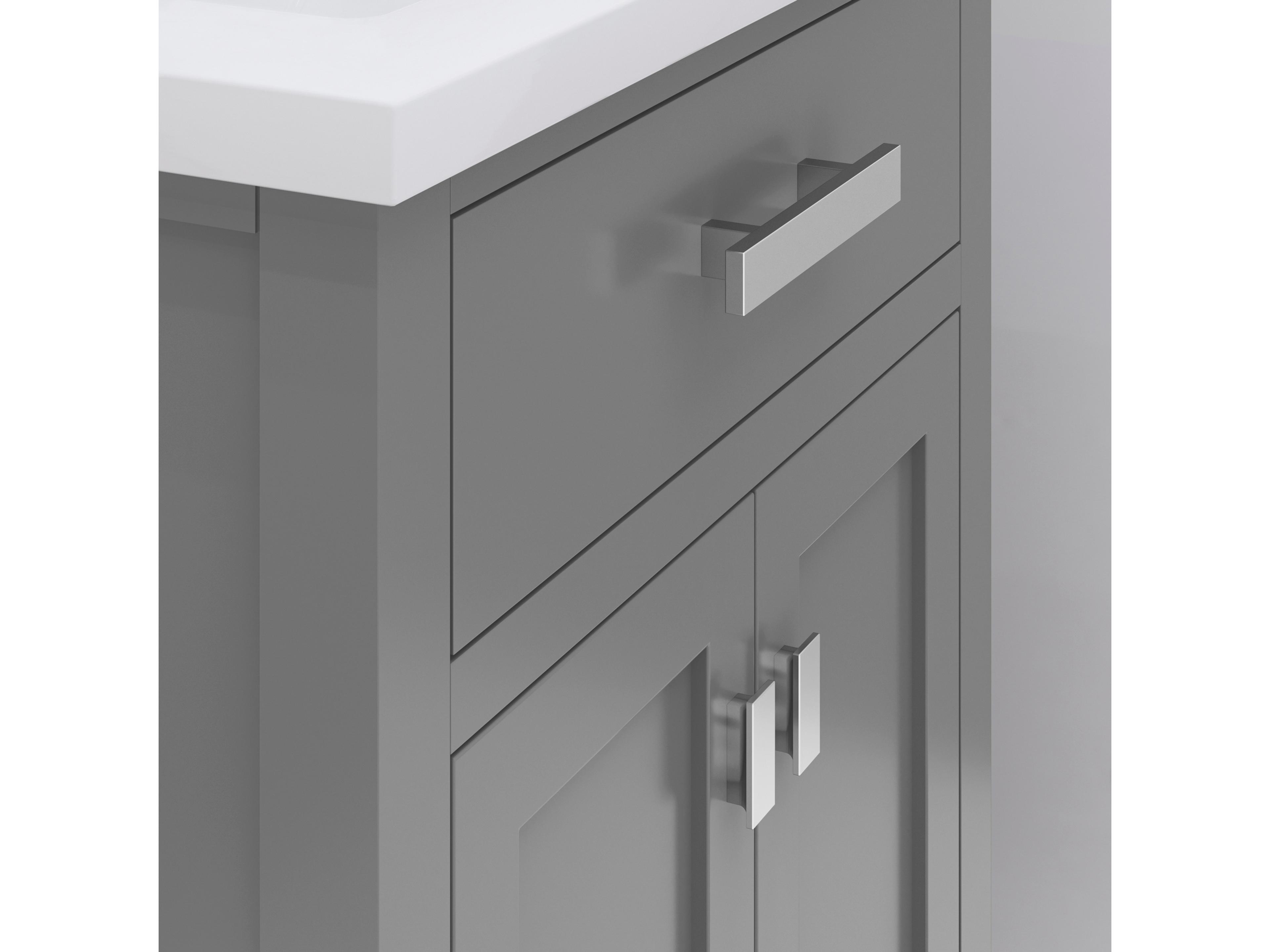 Water Creation Myra Integrated Ceramic Sink Top Vanity in Cashmere Grey with Chrome Modern Single Faucet