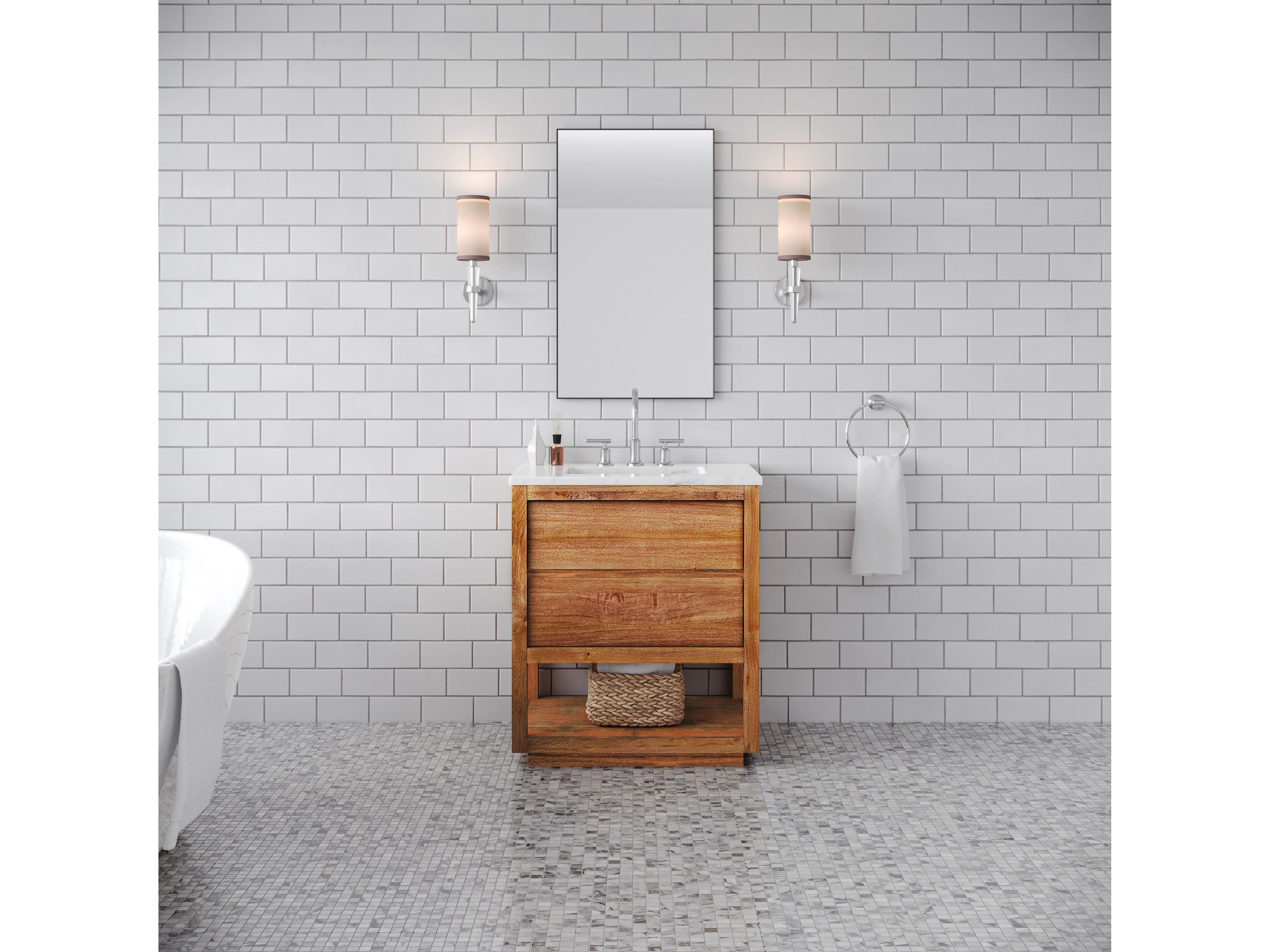 Water Creation Oakman Vanity in Mango Wood with Chrome Faucet