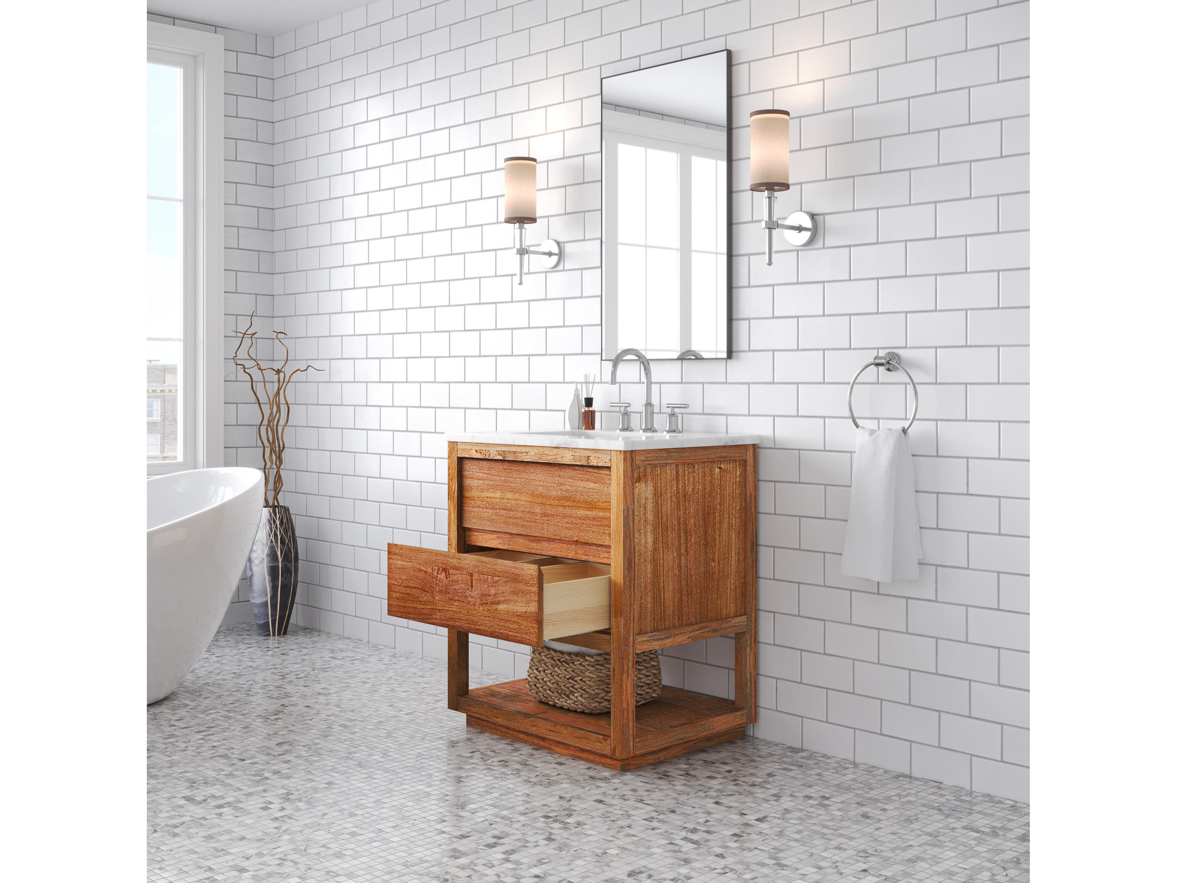 Water Creation Oakman Vanity in Mango Wood with Chrome Faucet