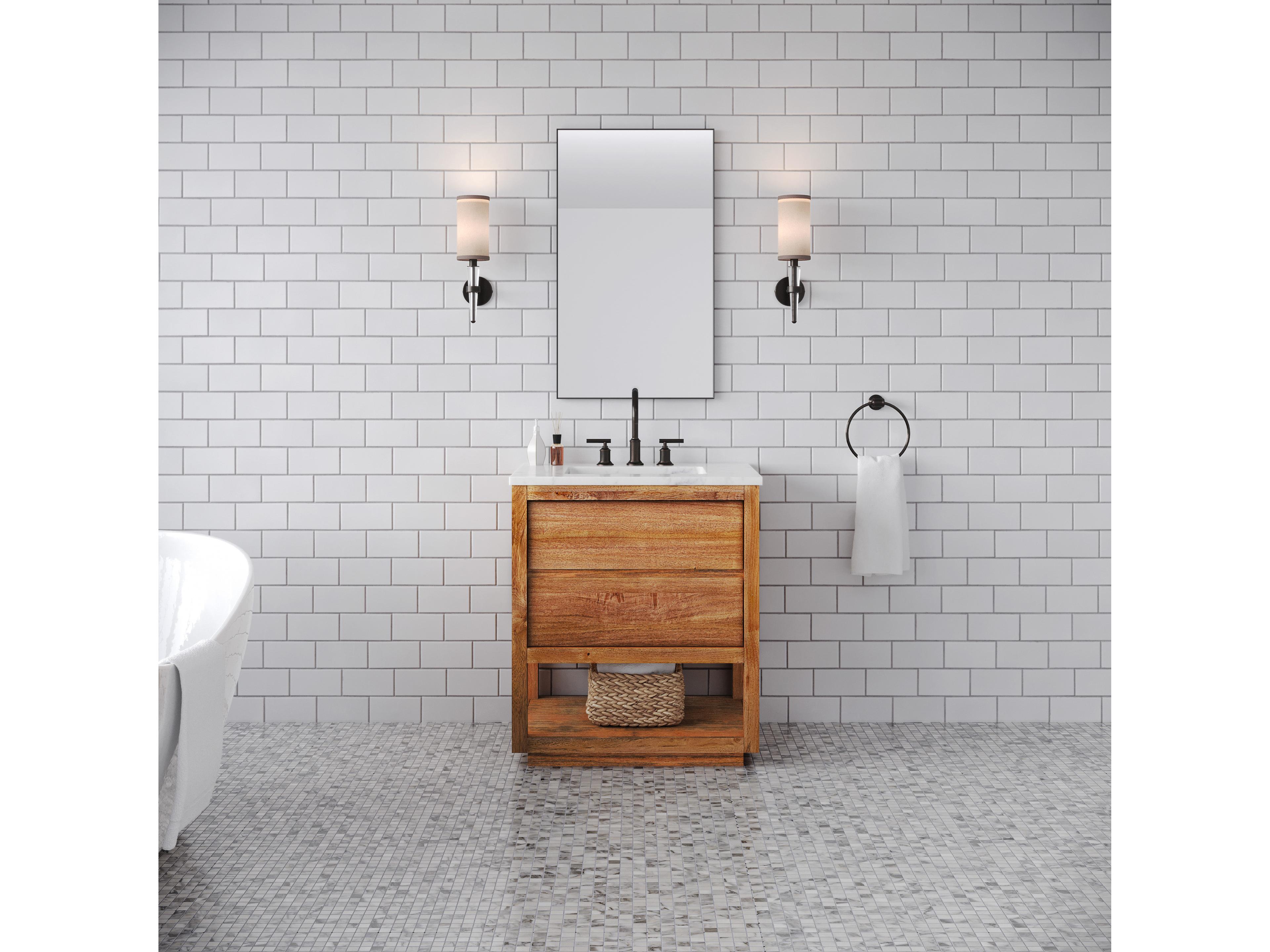 Water Creation Oakman Vanity  in Mango Wood with Oil Rubbed Bronze Faucet