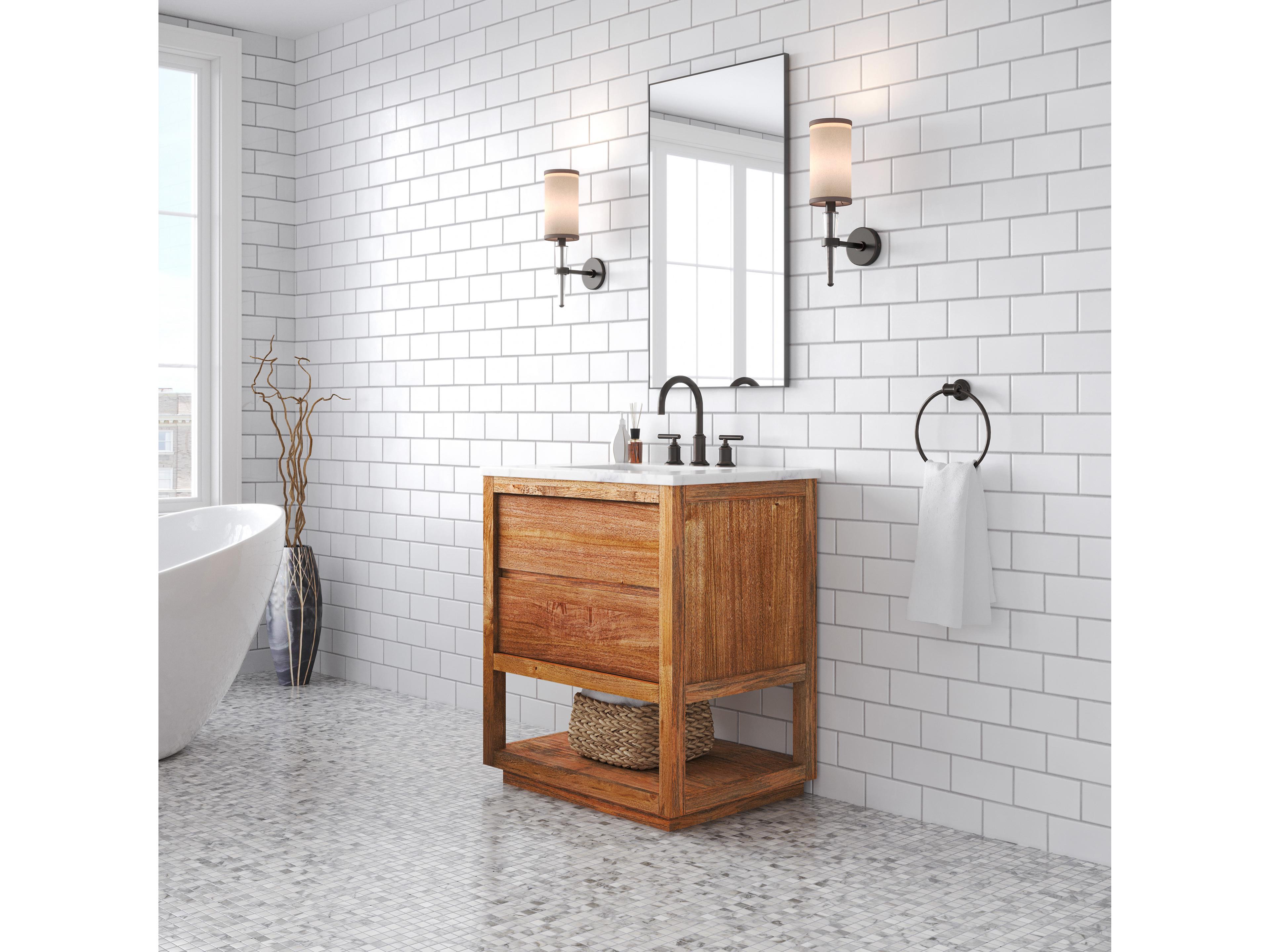 Water Creation Oakman Vanity  in Mango Wood with Oil Rubbed Bronze Faucet