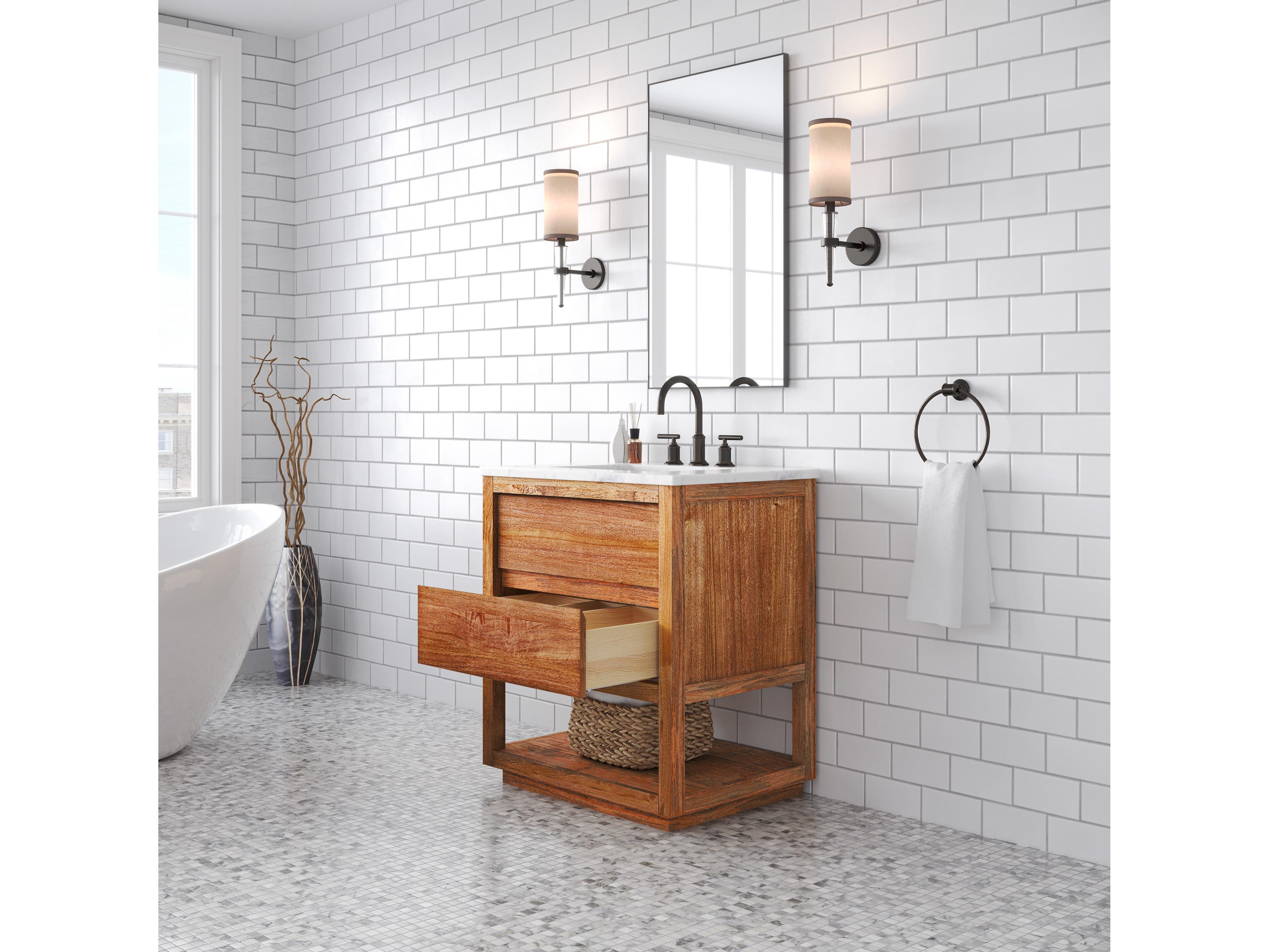 Water Creation Oakman Vanity  in Mango Wood with Oil Rubbed Bronze Faucet
