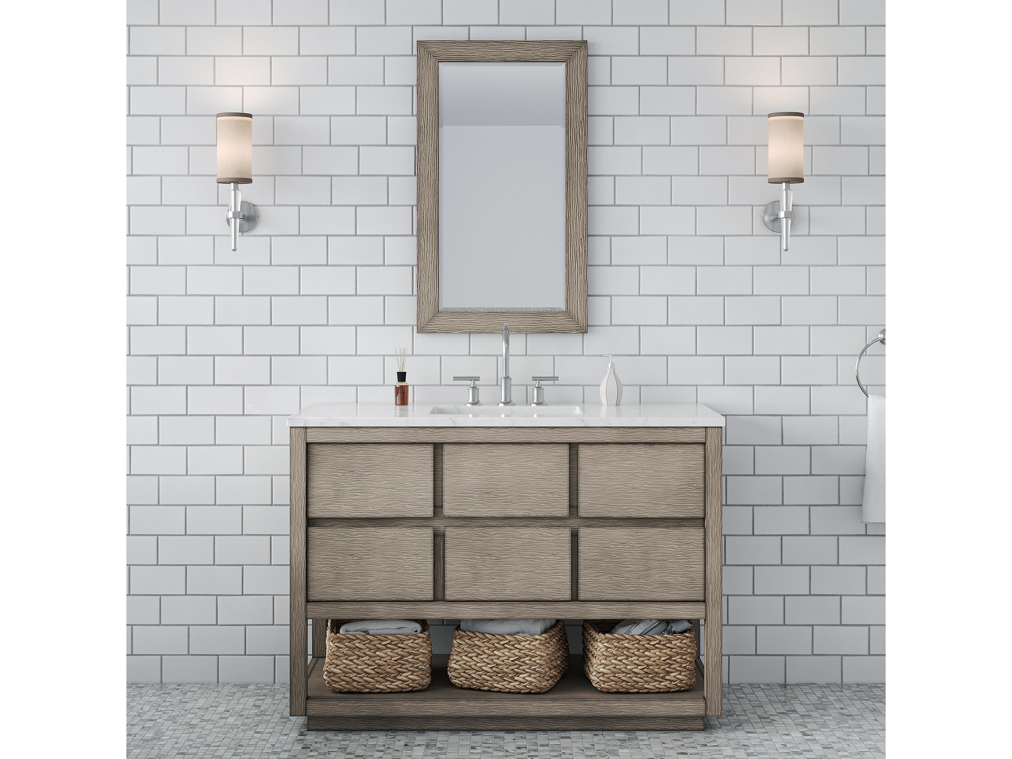 Water Creation Oakman Vanity in Grey Oak with Chrome Faucet