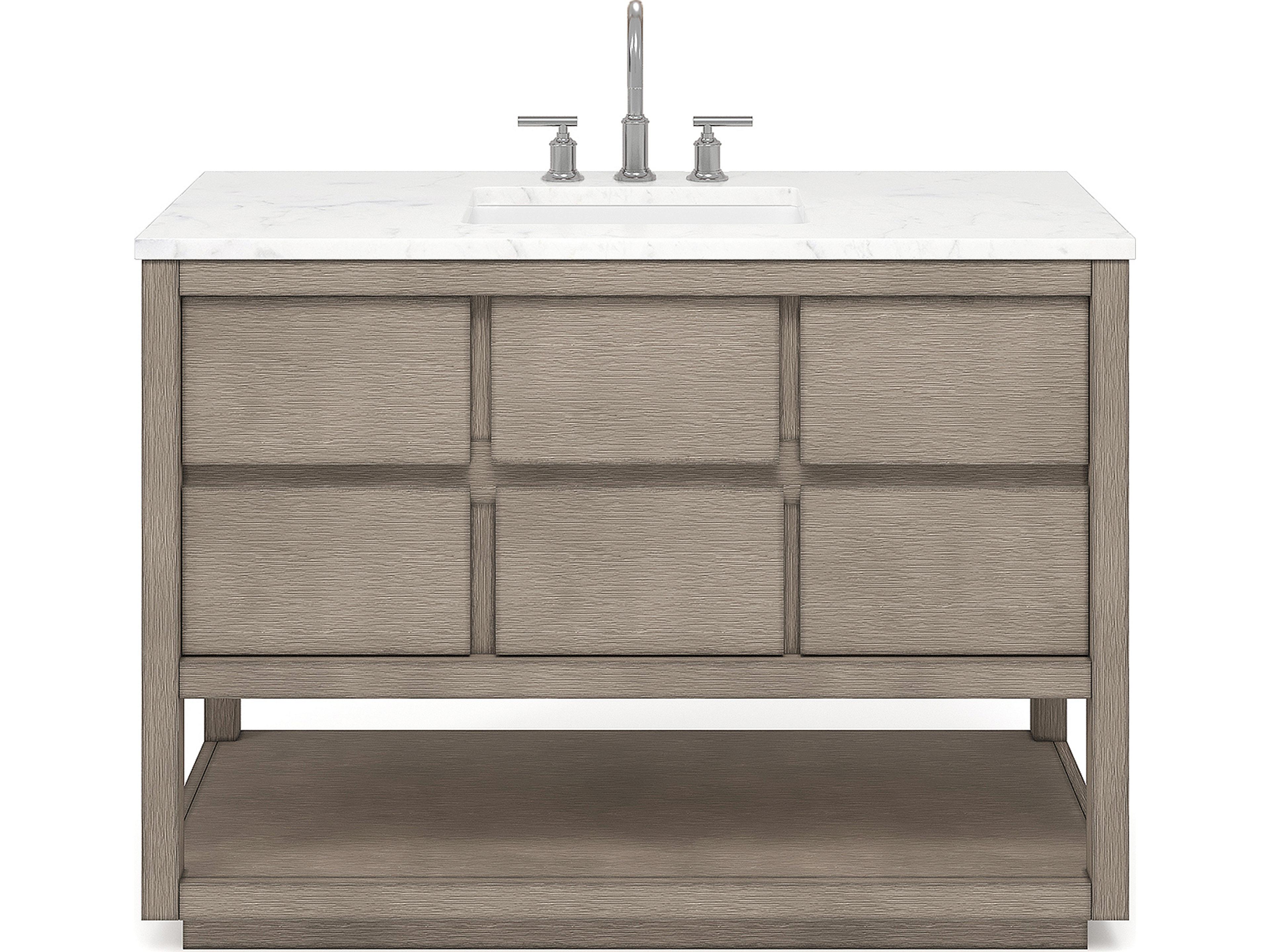 Oakman Vanity in Grey Oak with Chrome Faucet