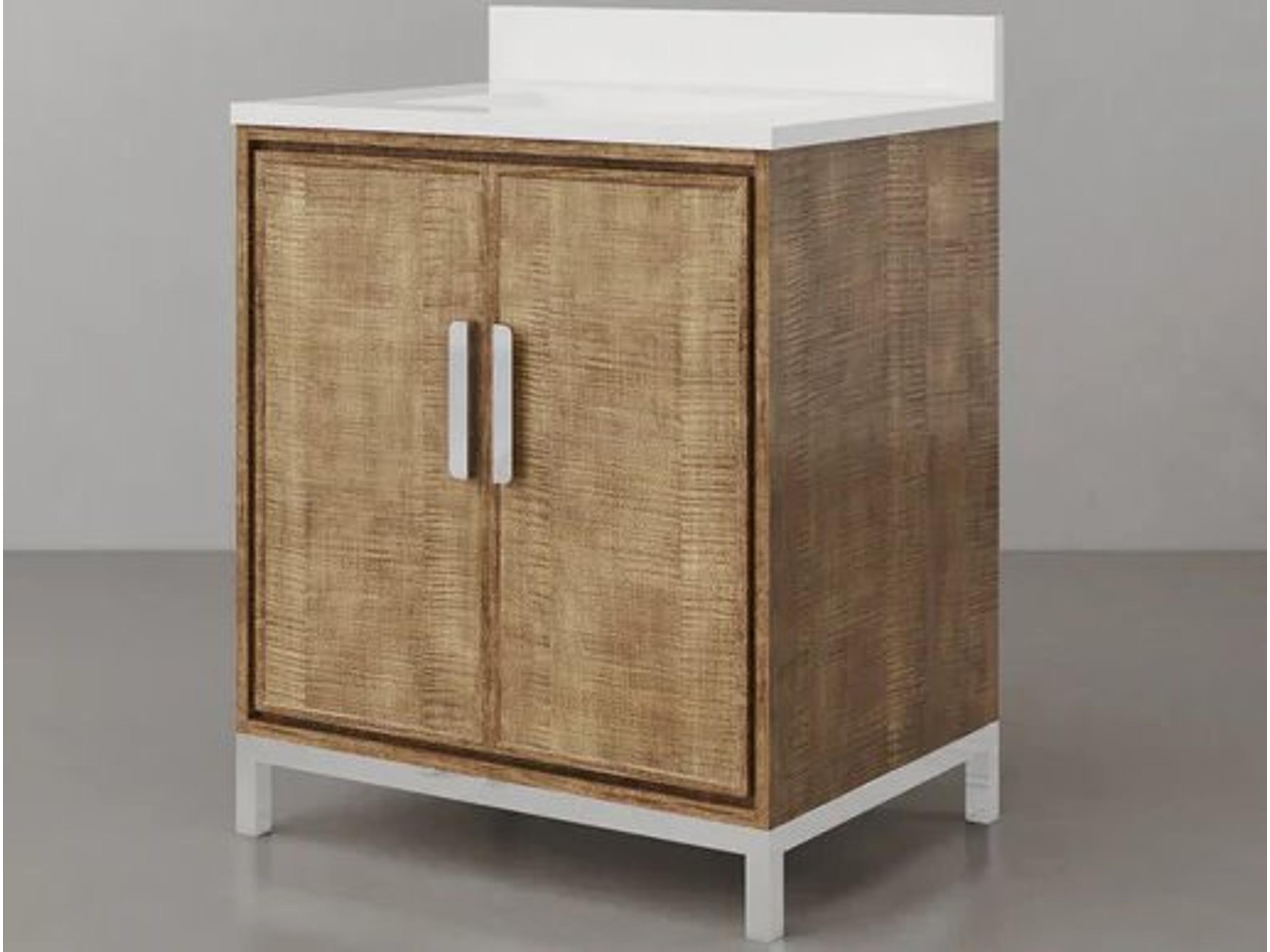 Water Creation Westin Single Sink Whitebrook Quartz Countertop Bath Vanity in Lustrous Walnut