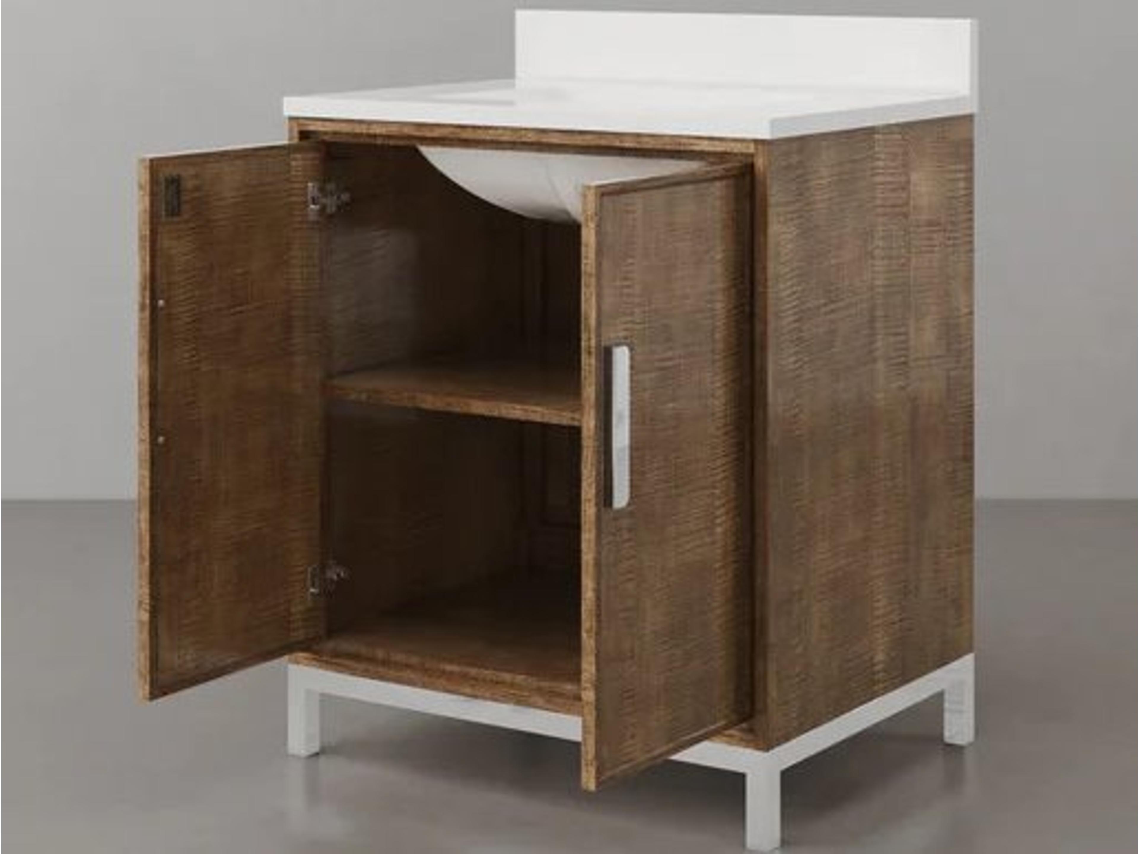 Water Creation Westin Single Sink Whitebrook Quartz Countertop Bath Vanity in Lustrous Walnut